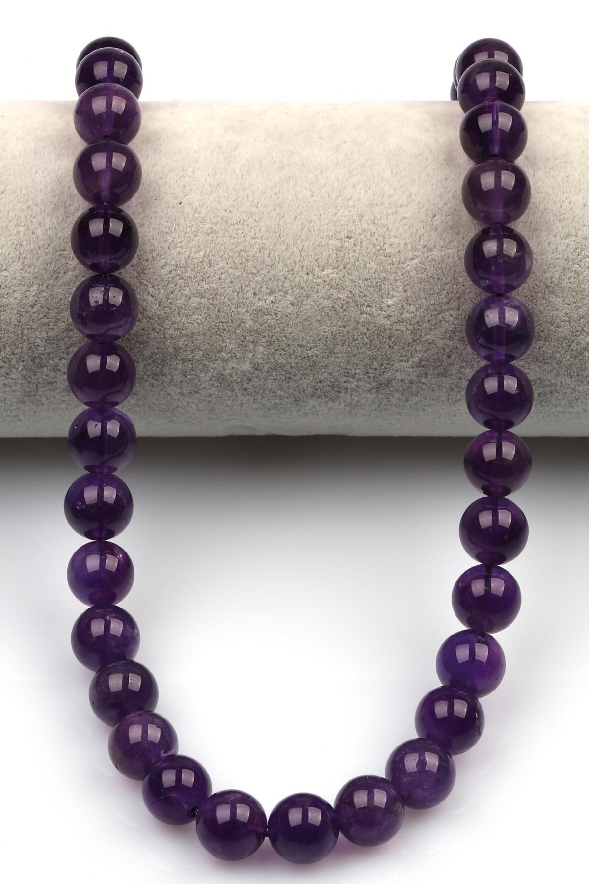 Ametist ( A Kalite ) Doğaltaş Dizi 10 mm Küre Kesim