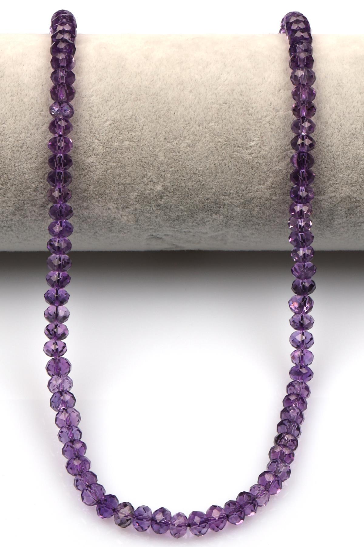 Ametist (AAA Kalite) Doğal Taş Dizi 4 x 6 mm Rondel Kesim