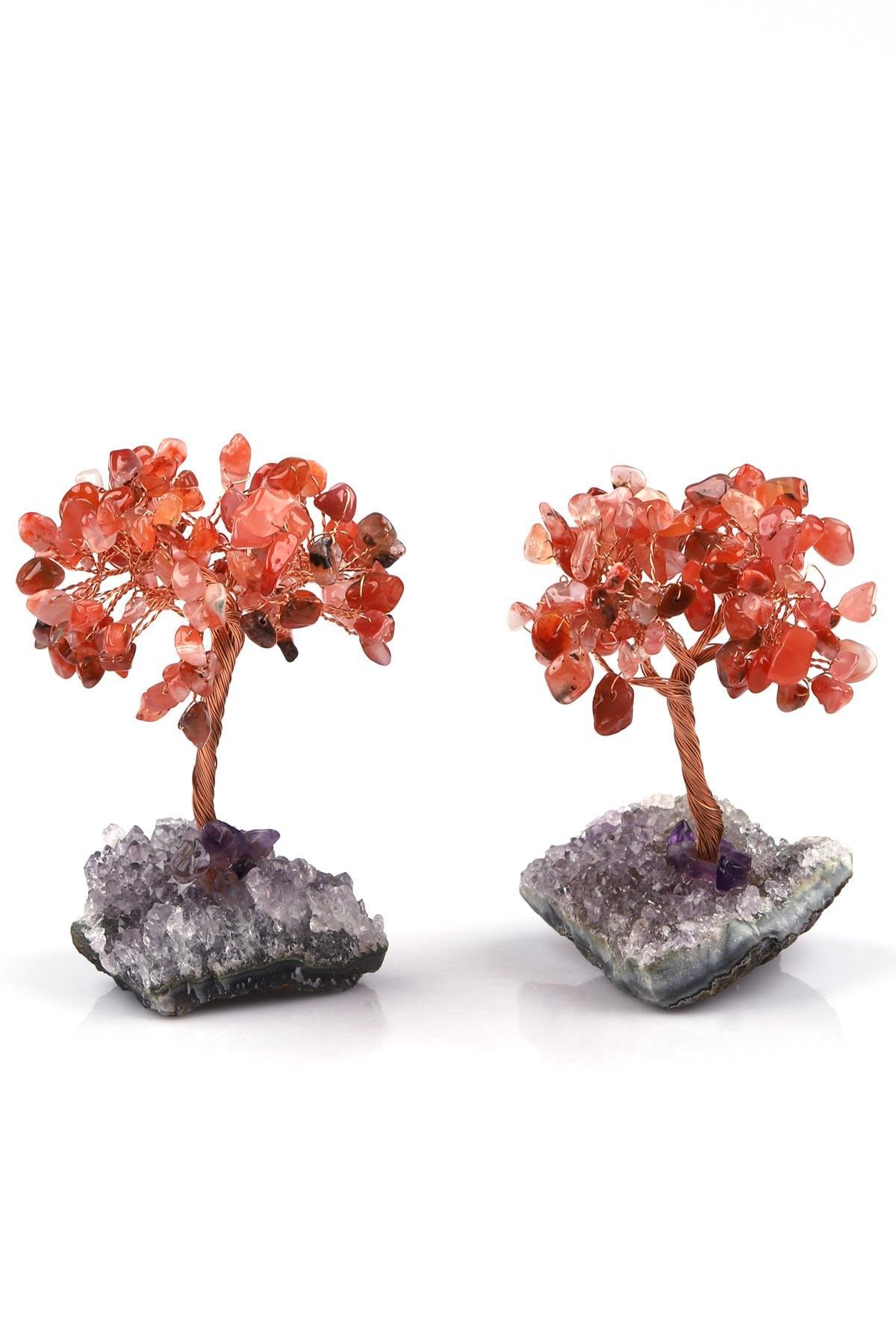 Ametist - Akik Doğal Taş Tel Sarmalı Tasarım Ağaç