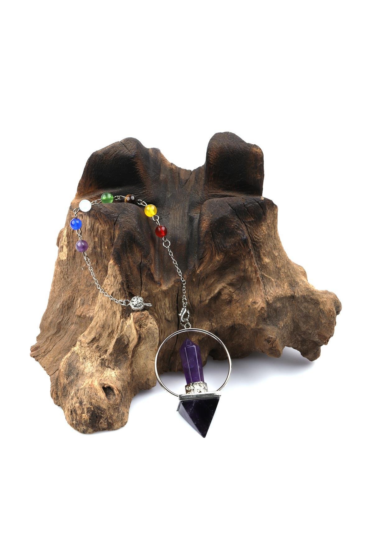 Ametist - Çakra Doğal Taş Pandül