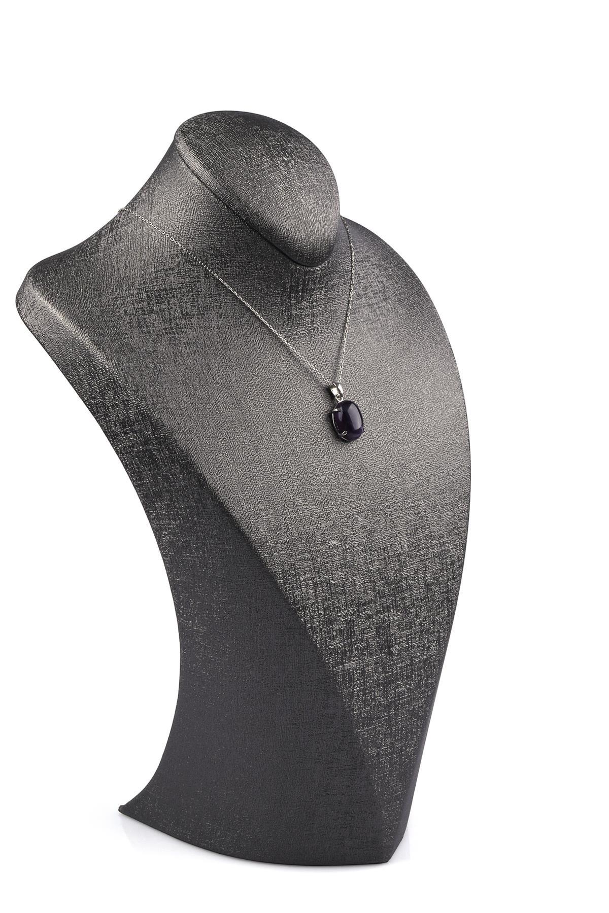 Ametist Doğal Taş 925 Ayar Gümüş Kolye