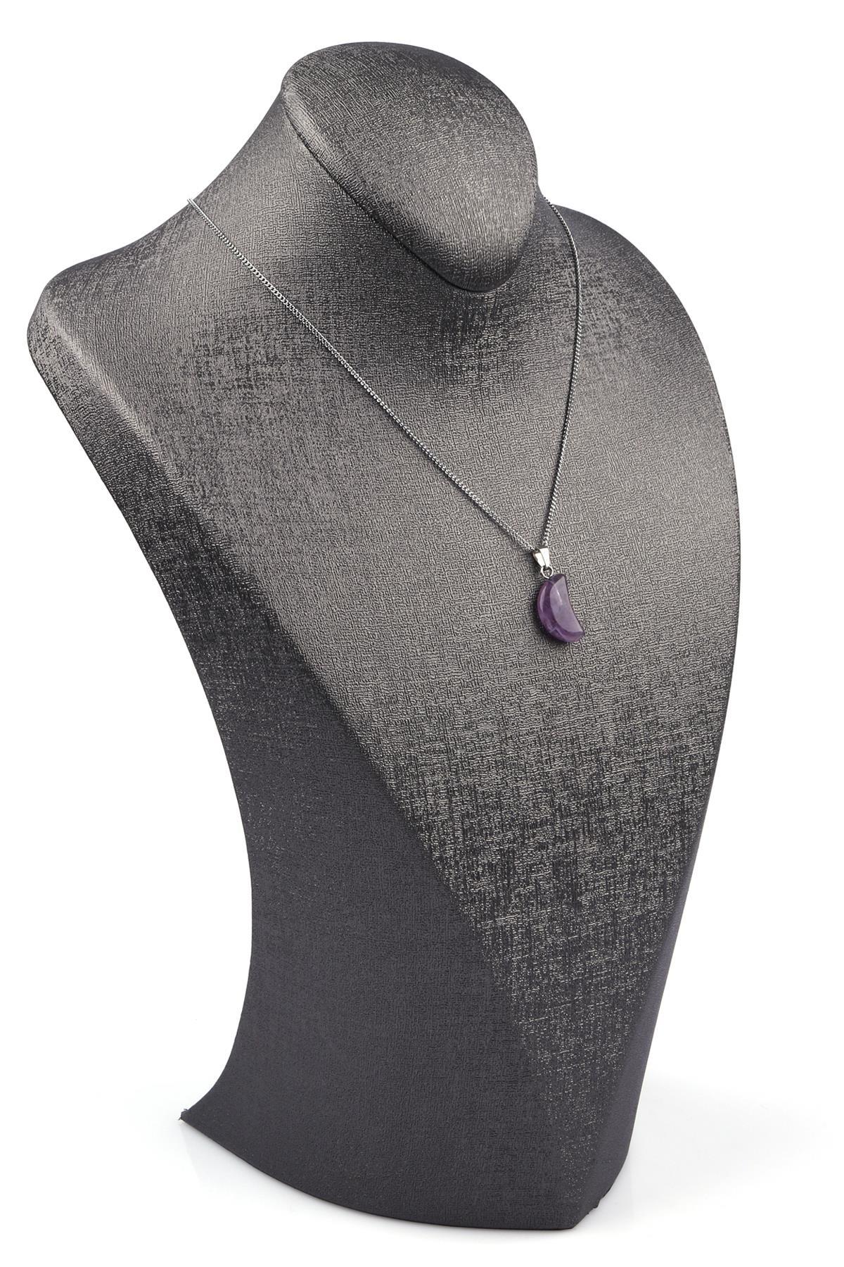 Ametist Doğal Taş Ay Model Kolye