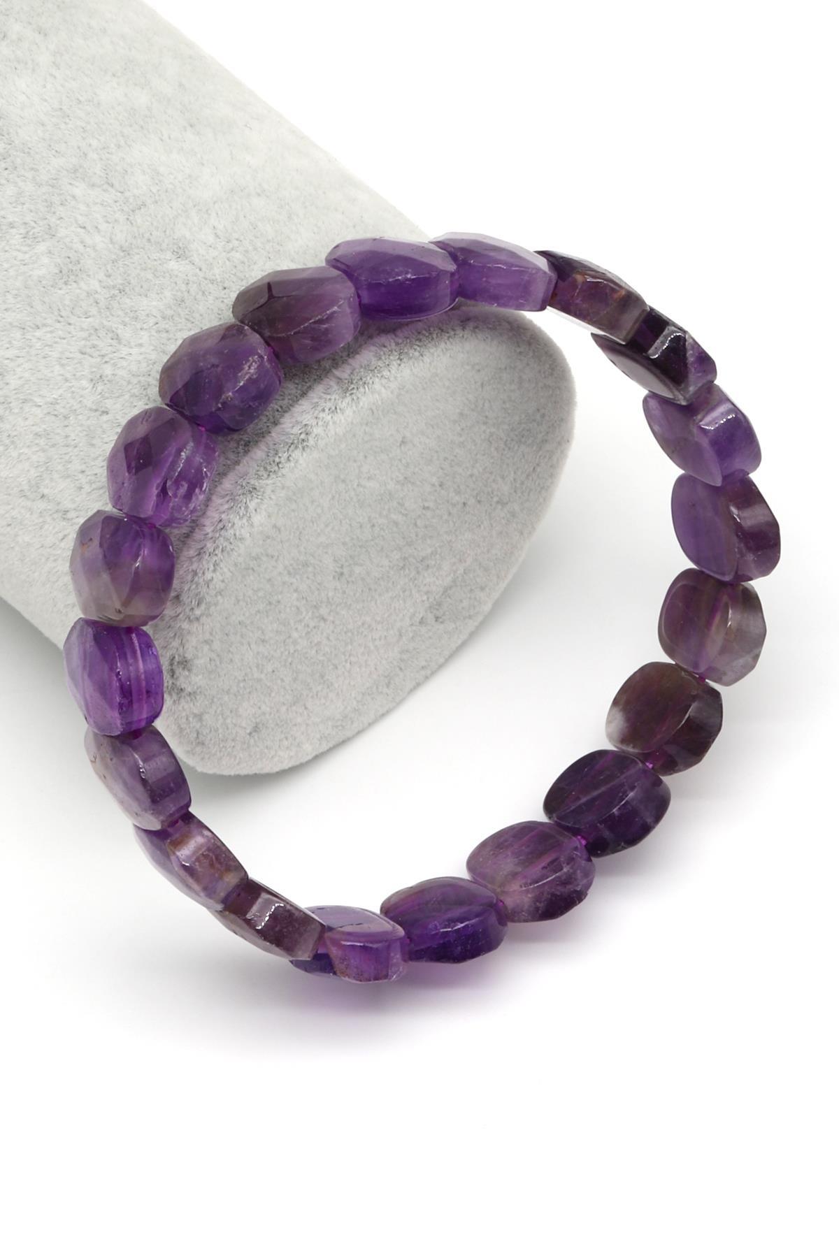 Ametist Doğal Taş Bileklik 10 x 14 mm Özel Kesim