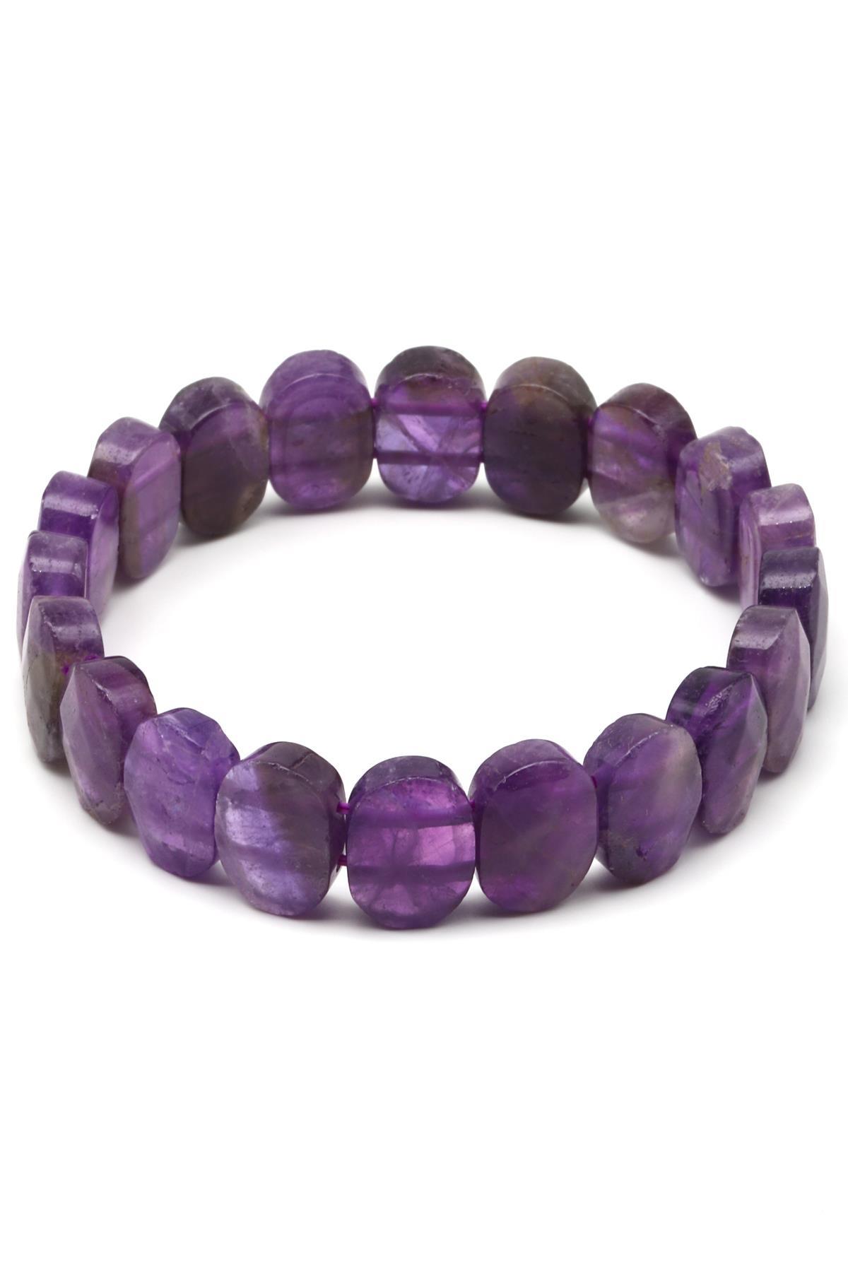 Ametist Doğal Taş Bileklik 10 x 14 mm Özel Kesim