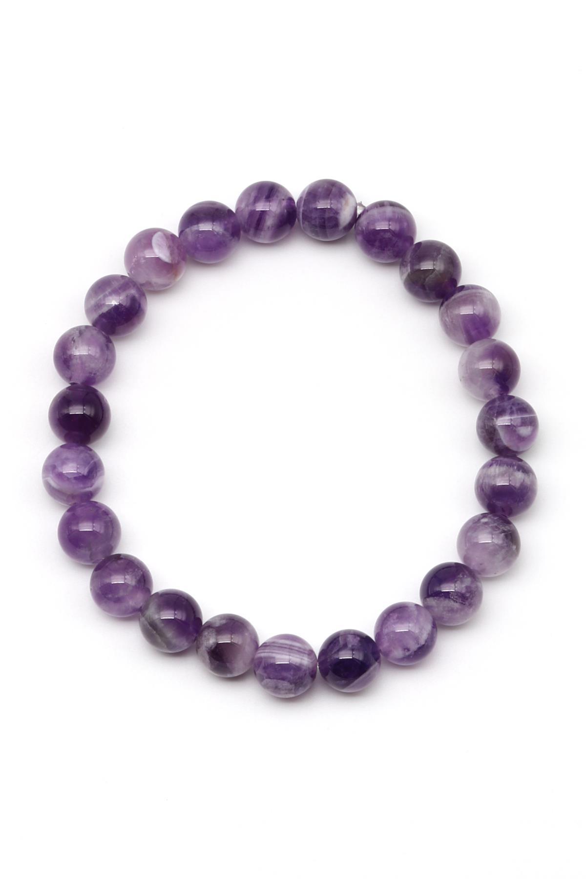 Ametist Doğal Taş Bileklik 8 mm Küre Kesim