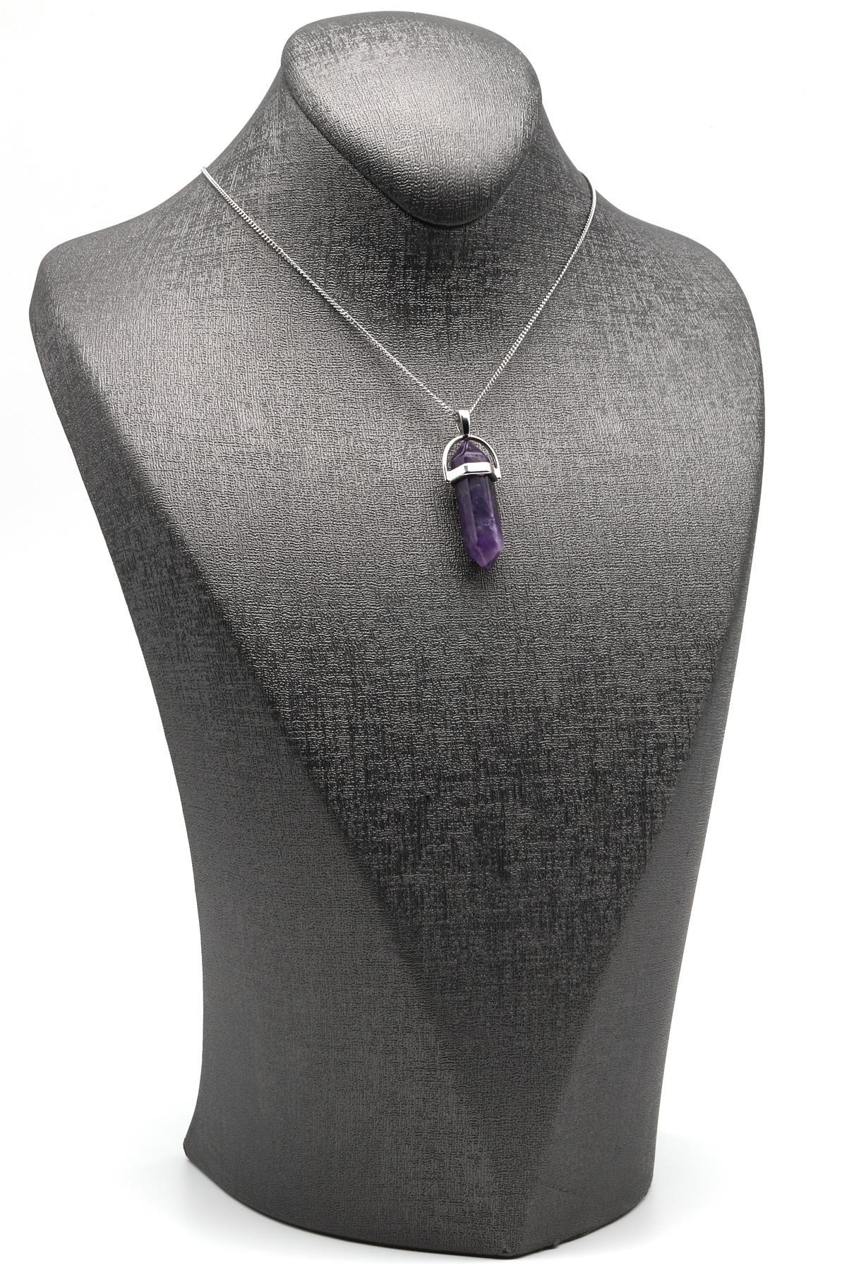 Ametist Doğal Taş Çivi Model Kolye