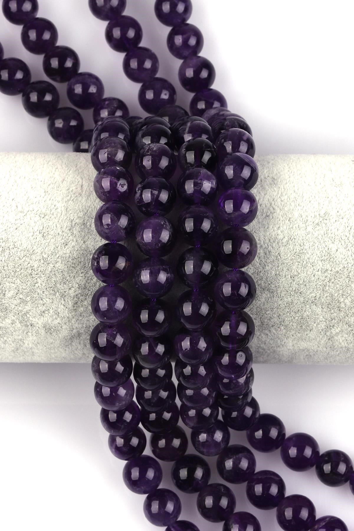 Ametist Doğal Taş Dizi 10 mm Küre Kesim