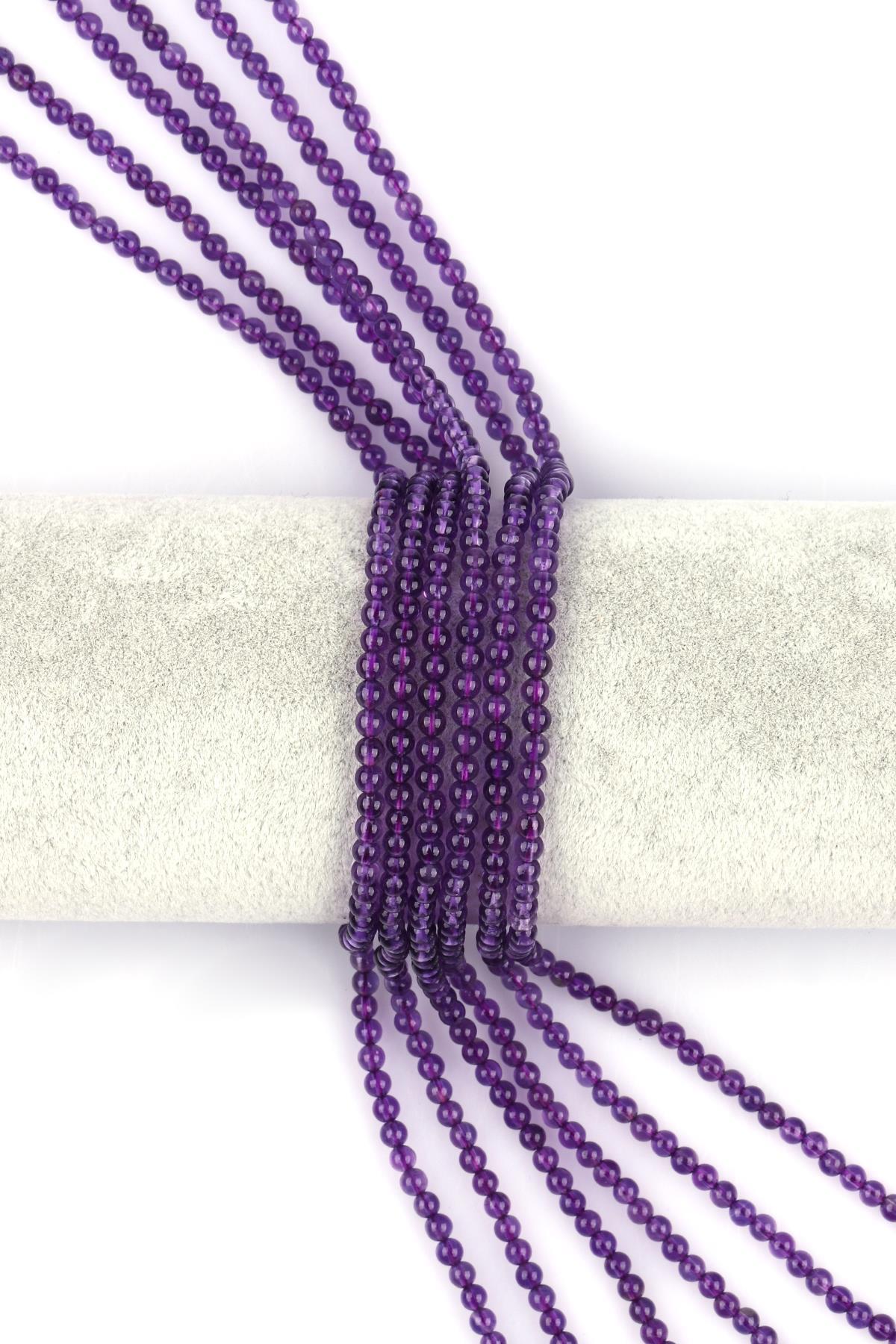 Ametist Doğal Taş Dizi 3 mm Küre Kesim