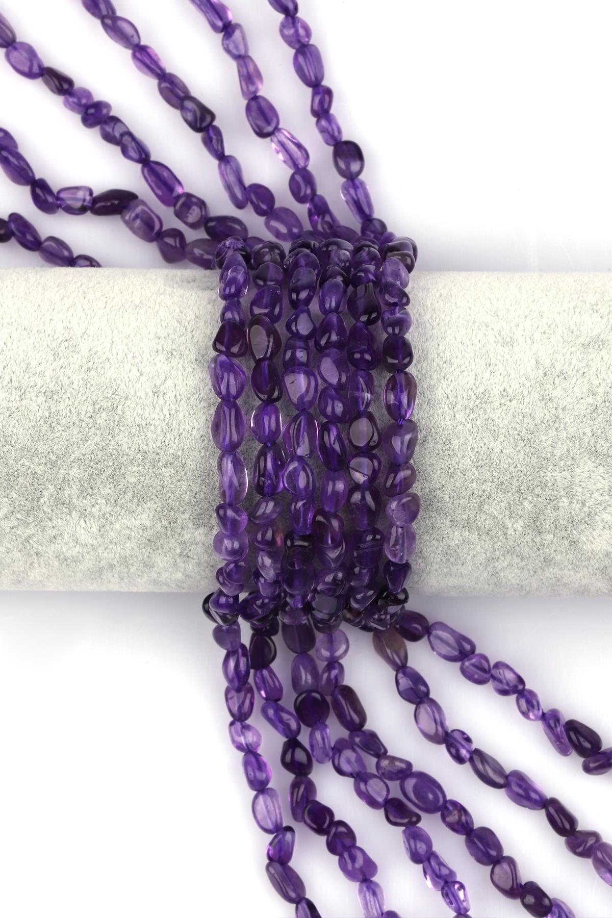 Ametist Doğal Taş Dizi 3 x 6 mm Mercimek Kesim