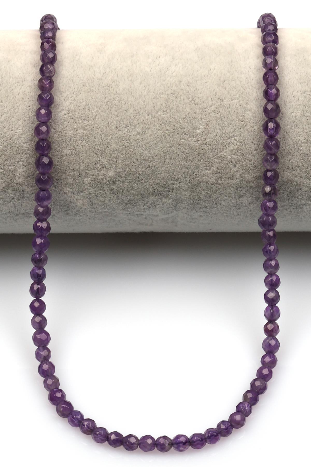 Ametist Doğal Taş Dizi 4 mm Fasetli Küre Kesim