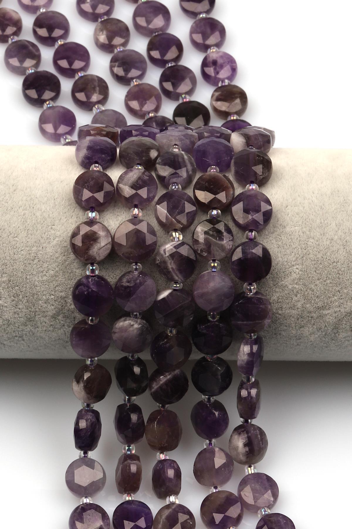 Ametist Doğal Taş Dizi 5 x 10 mm Yassı Kesim