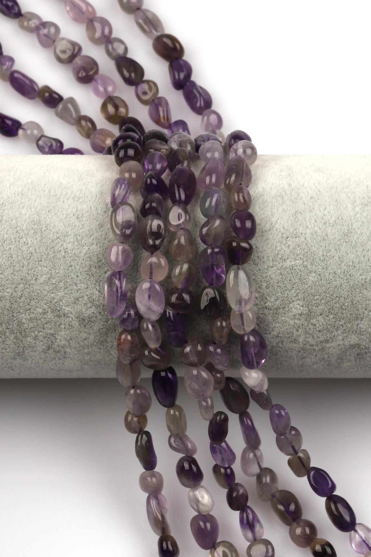 Ametist Doğal Taş Dizi 6 x 8 mm Mercimek Kesim