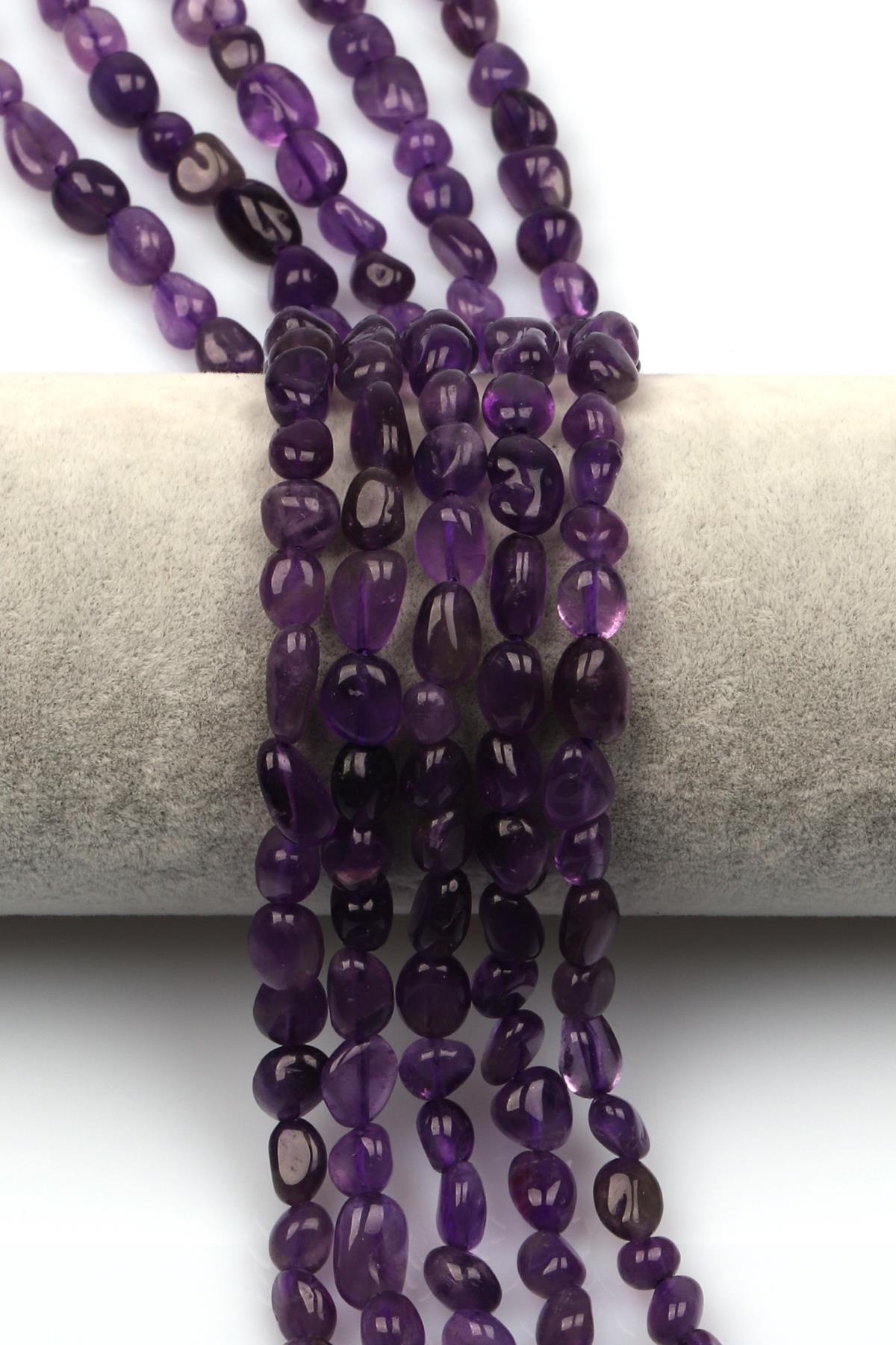 Ametist Doğal Taş Dizi 6 x 9 mm Mercimek Kesim