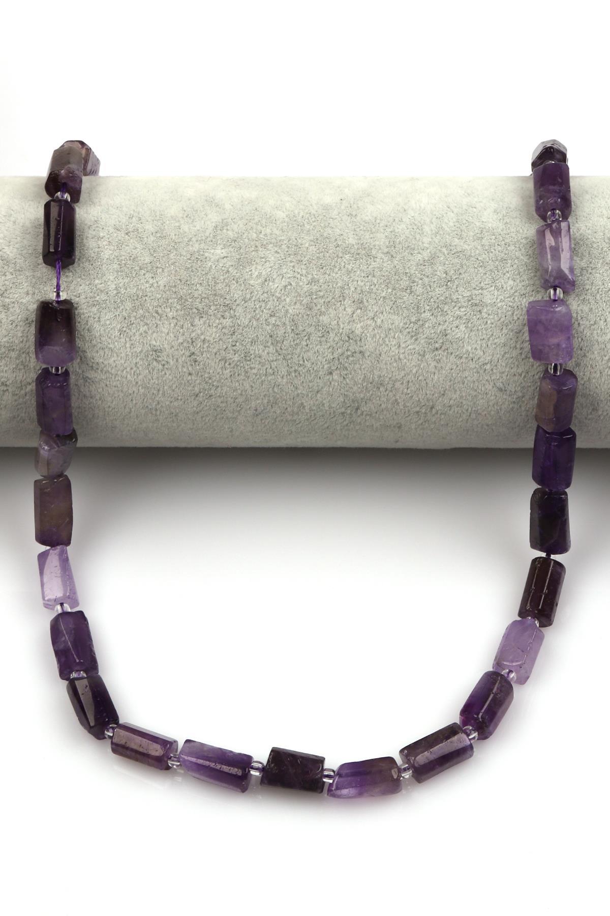 Ametist Doğal Taş Dizi 7 x 12 mm Boru Kesim