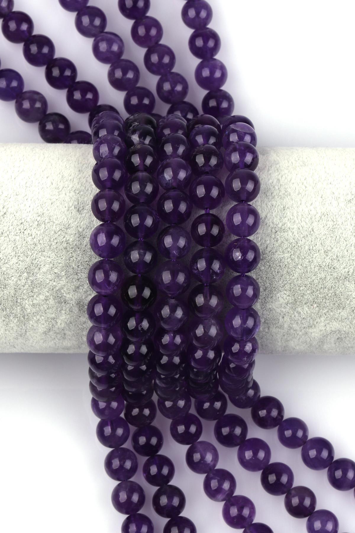 Ametist Doğal Taş Dizi 8 mm Küre Kesim