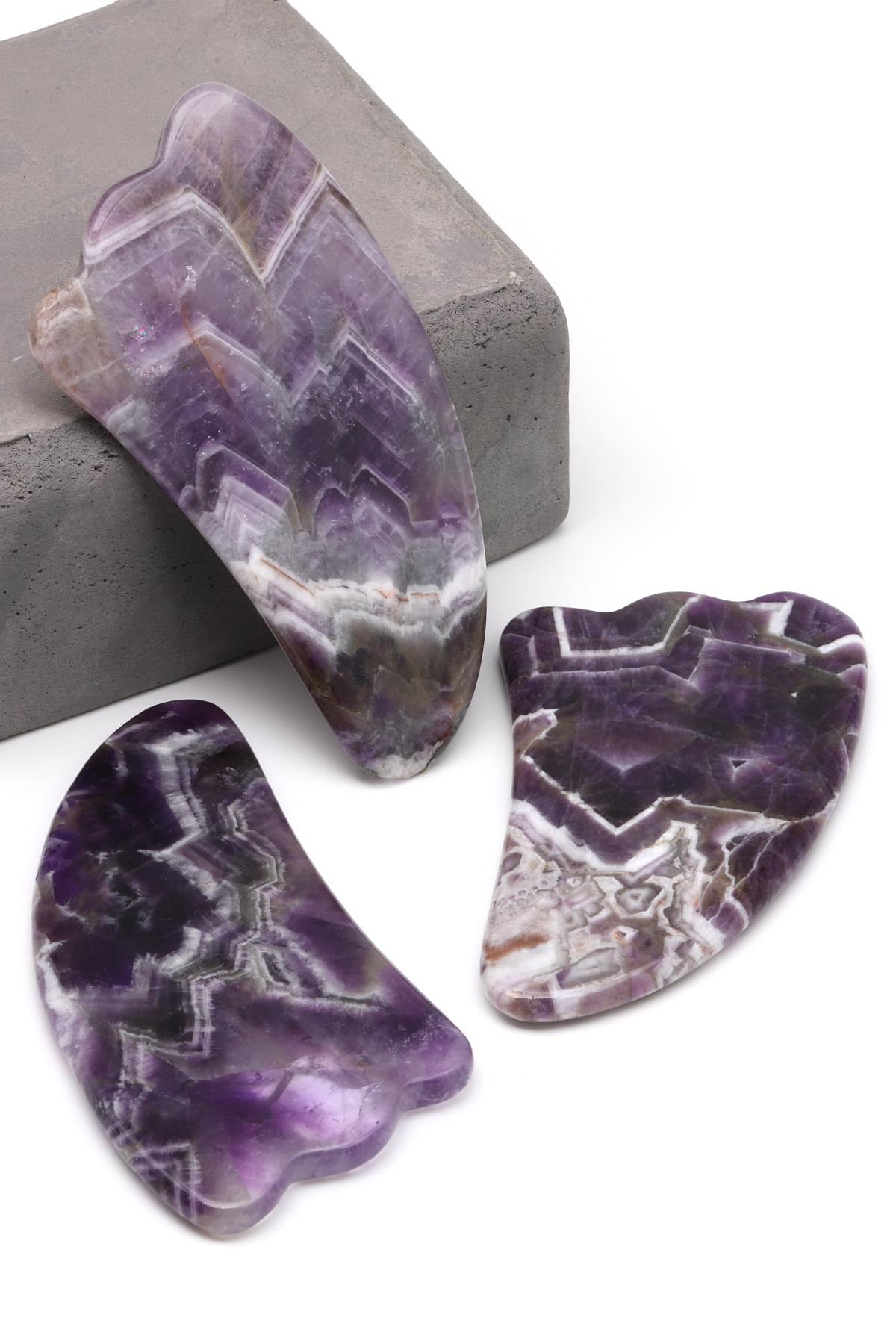 Ametist Doğal Taş Gua Sha Yüz Masaj Taşı