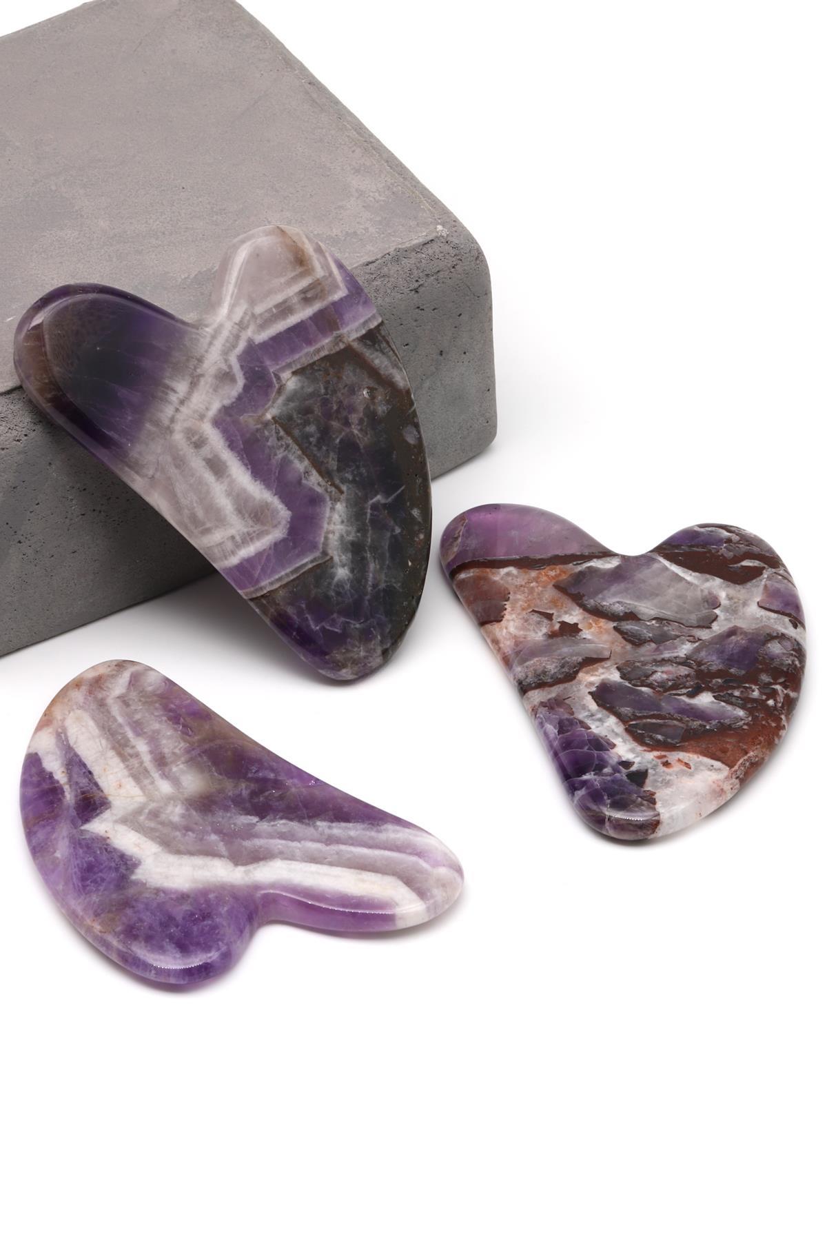 Ametist Doğal Taş Gua Sha Yüz Masaj Taşı