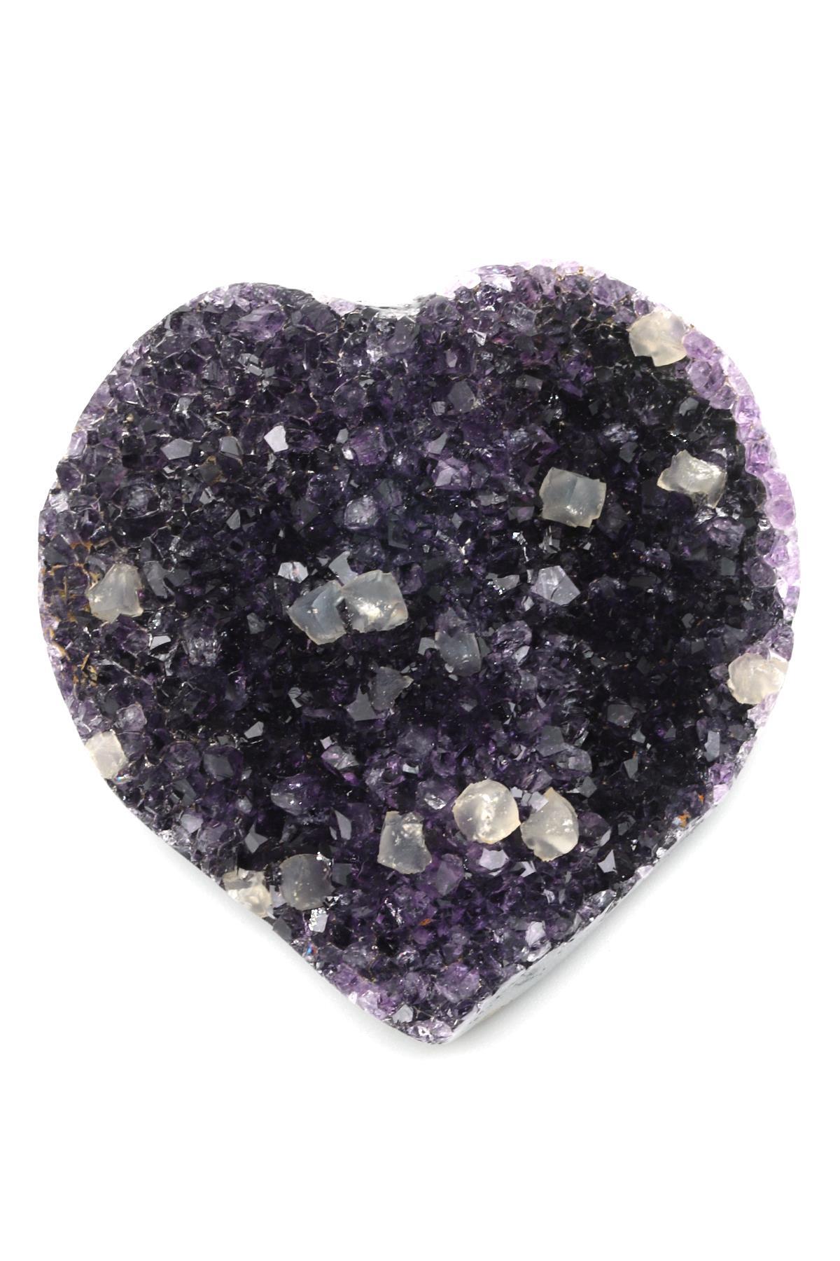 Ametist Doğal Taş Kalp Model Parça