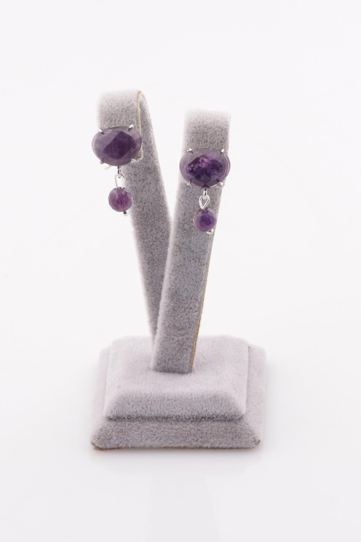 Ametist Doğal Taş Küpe