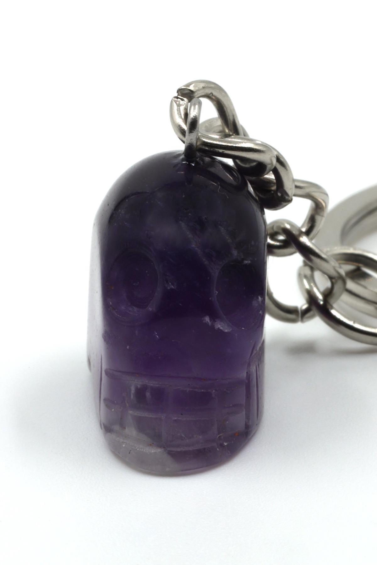 Ametist Doğal Taş Kuru Kafa Model Anahtarlık