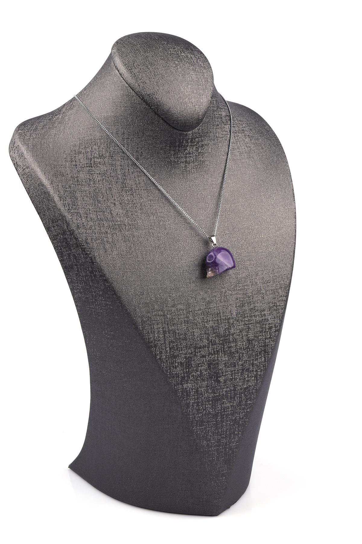 Ametist Doğal Taş Kuru Kafa Model Kolye