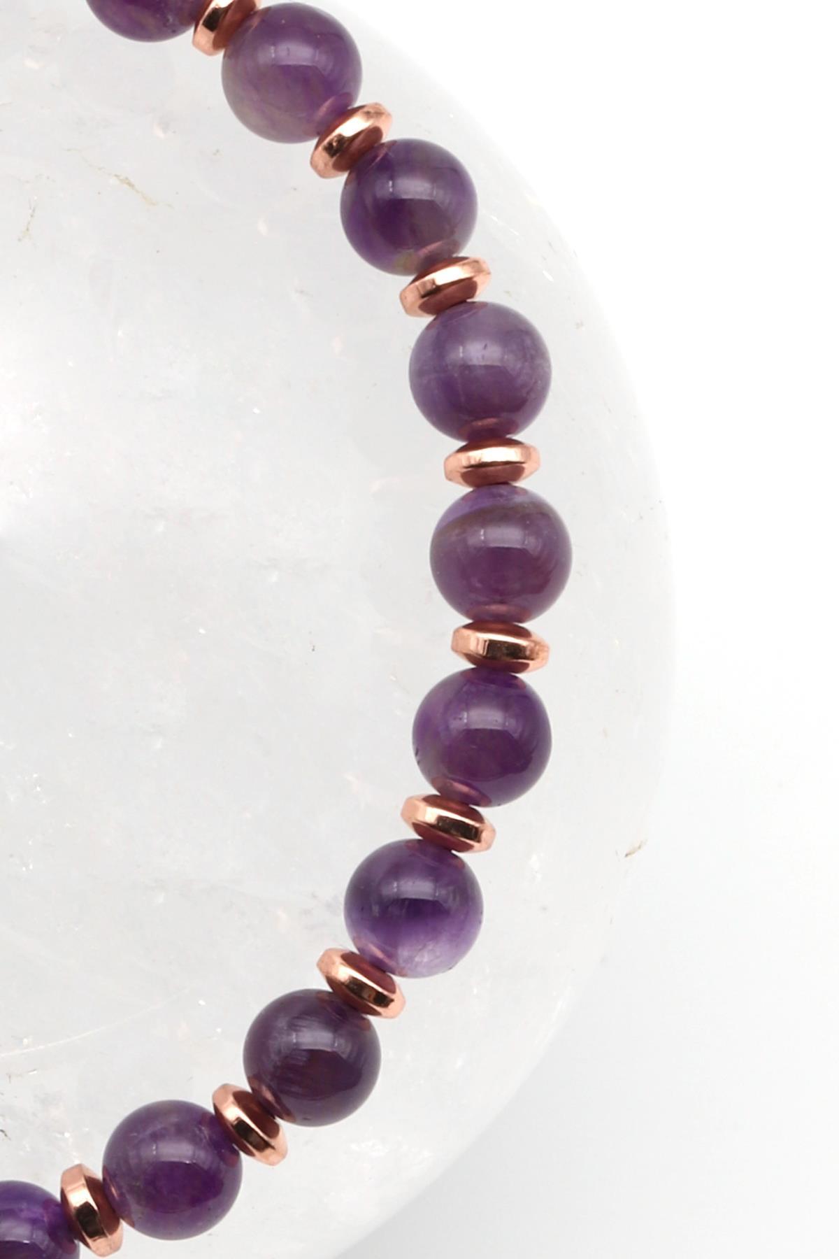 Ametist Doğal Taş Makrome Örme Bileklik