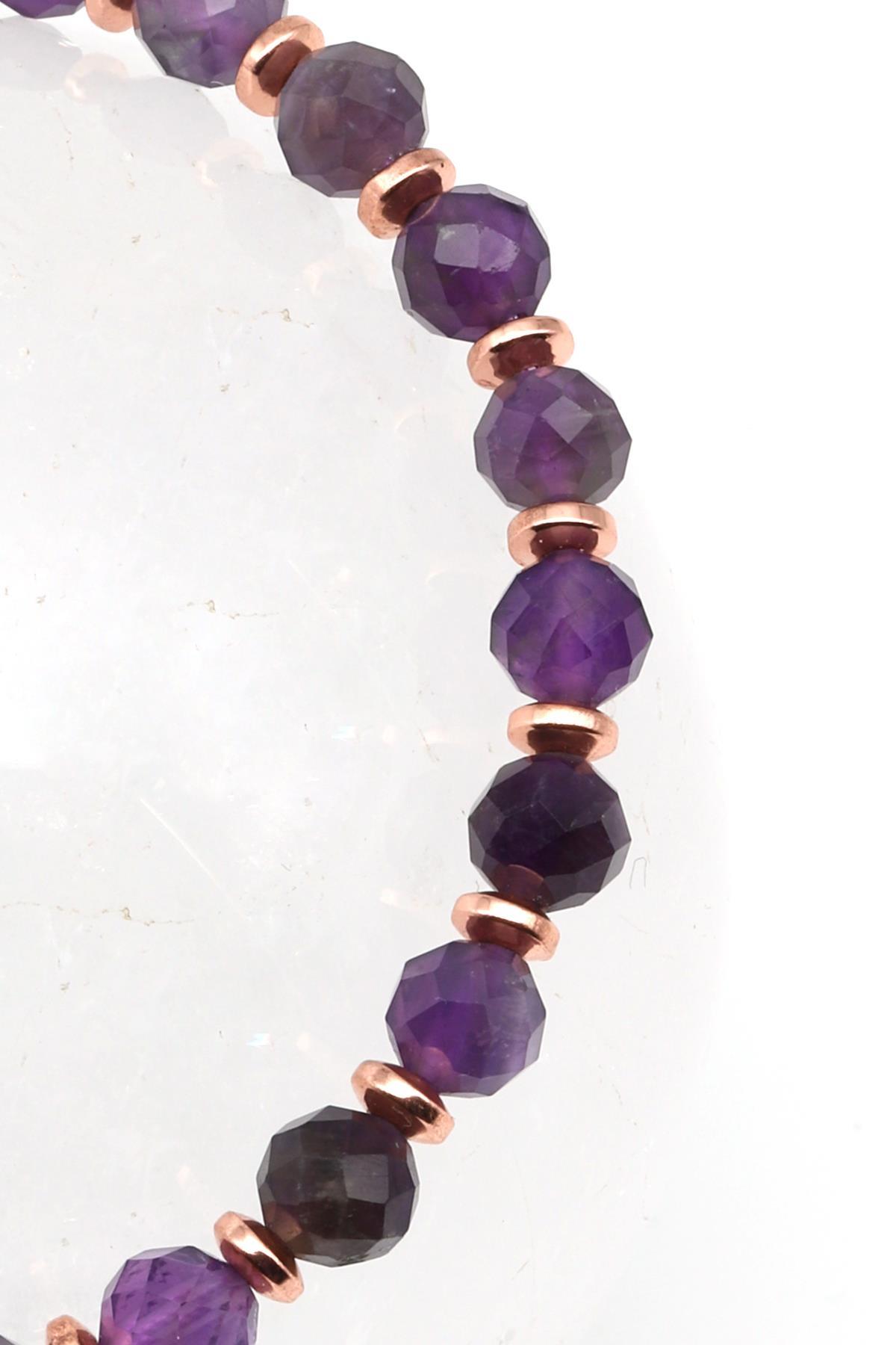 Ametist Doğal Taş Makrome Örme Bileklik