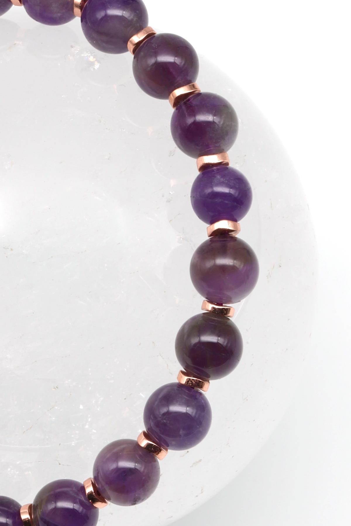 Ametist Doğal Taş Makrome Örme Bileklik