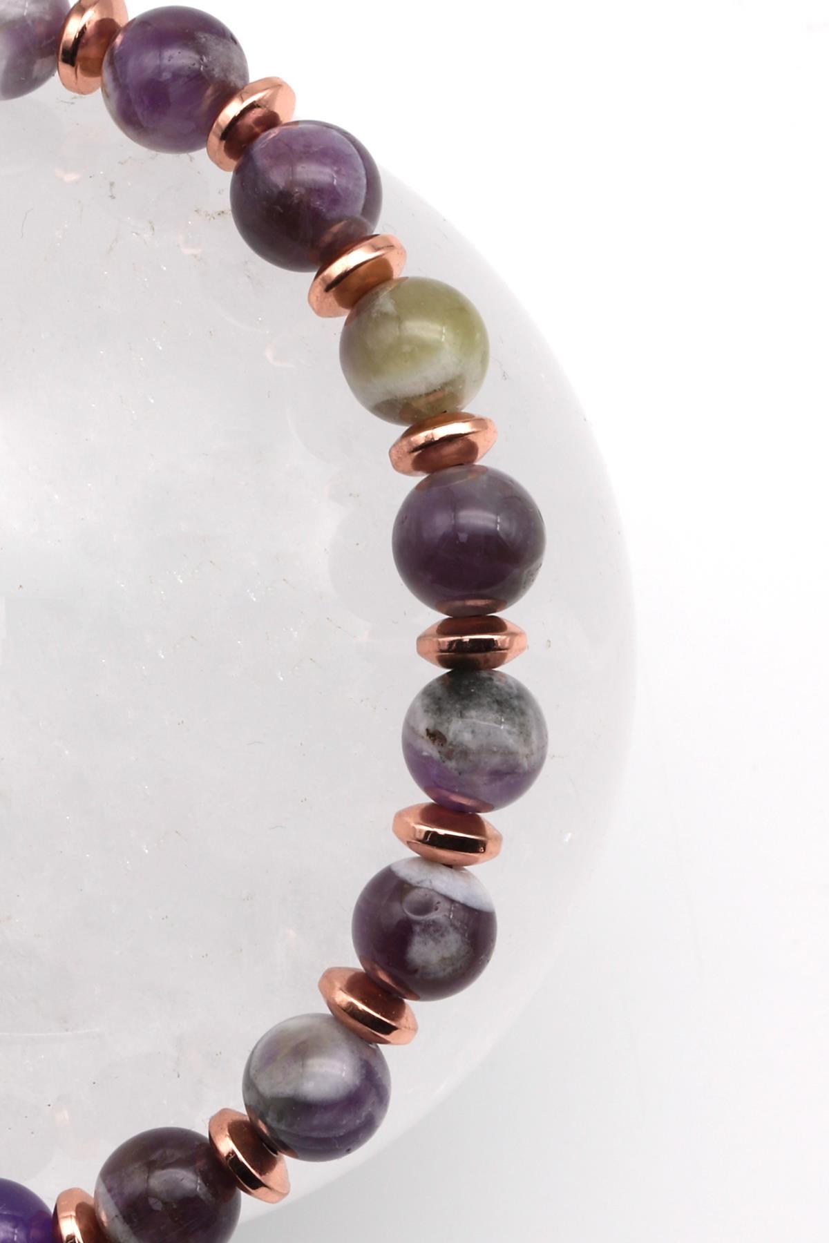 Ametist Doğal Taş Makrome Örme Bileklik