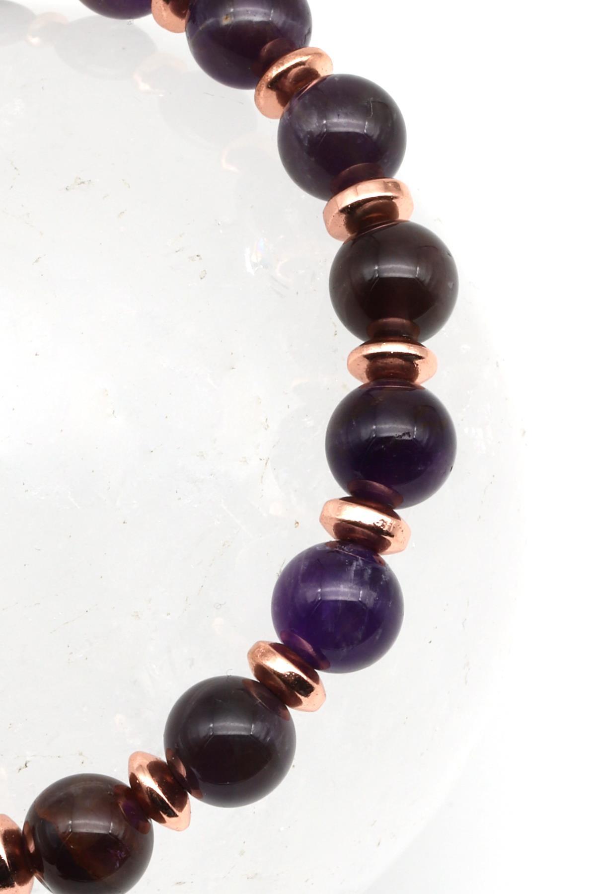 Ametist Doğal Taş Makrome Örme Bileklik