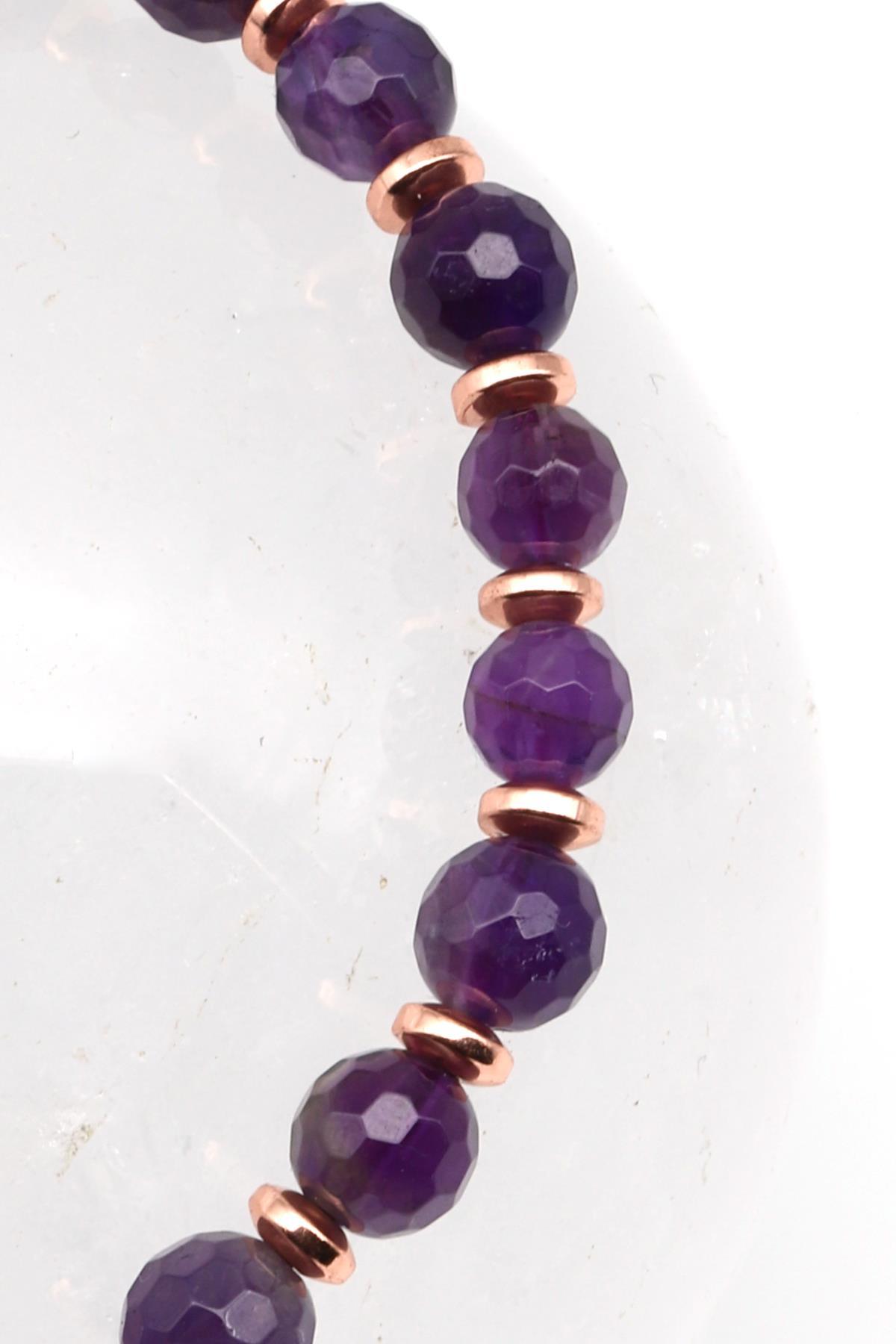 Ametist Doğal Taş Makrome Örme Bileklik Fasetli Kesim