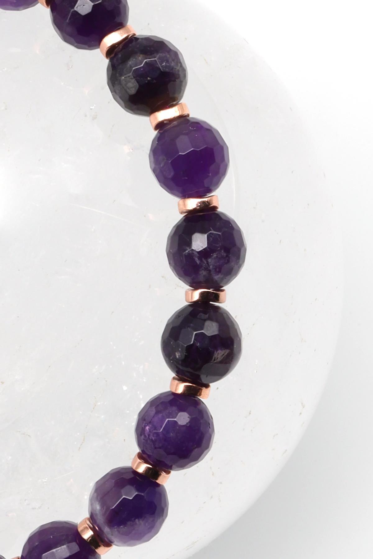 Ametist Doğal Taş Makrome Örme Bileklik