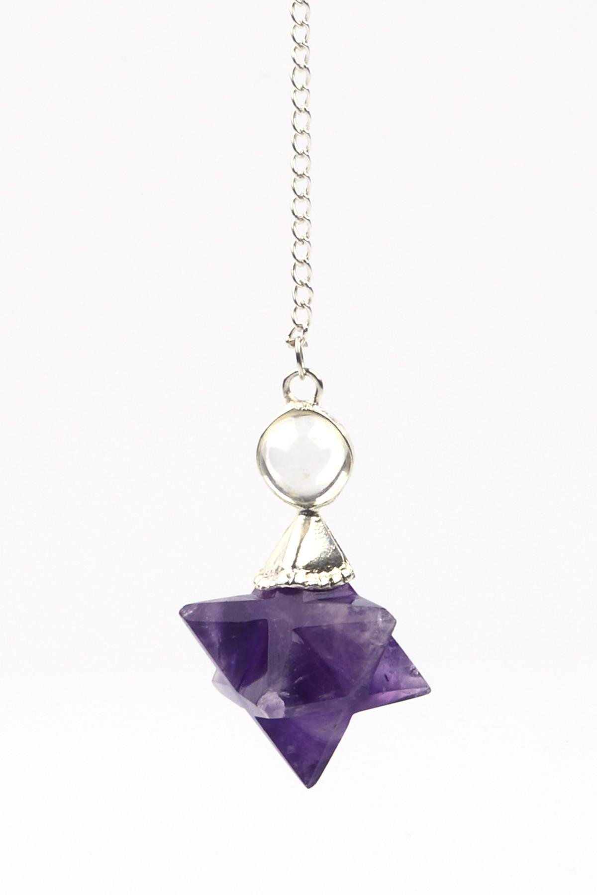 Ametist Doğal Taş Merkaba Pandül