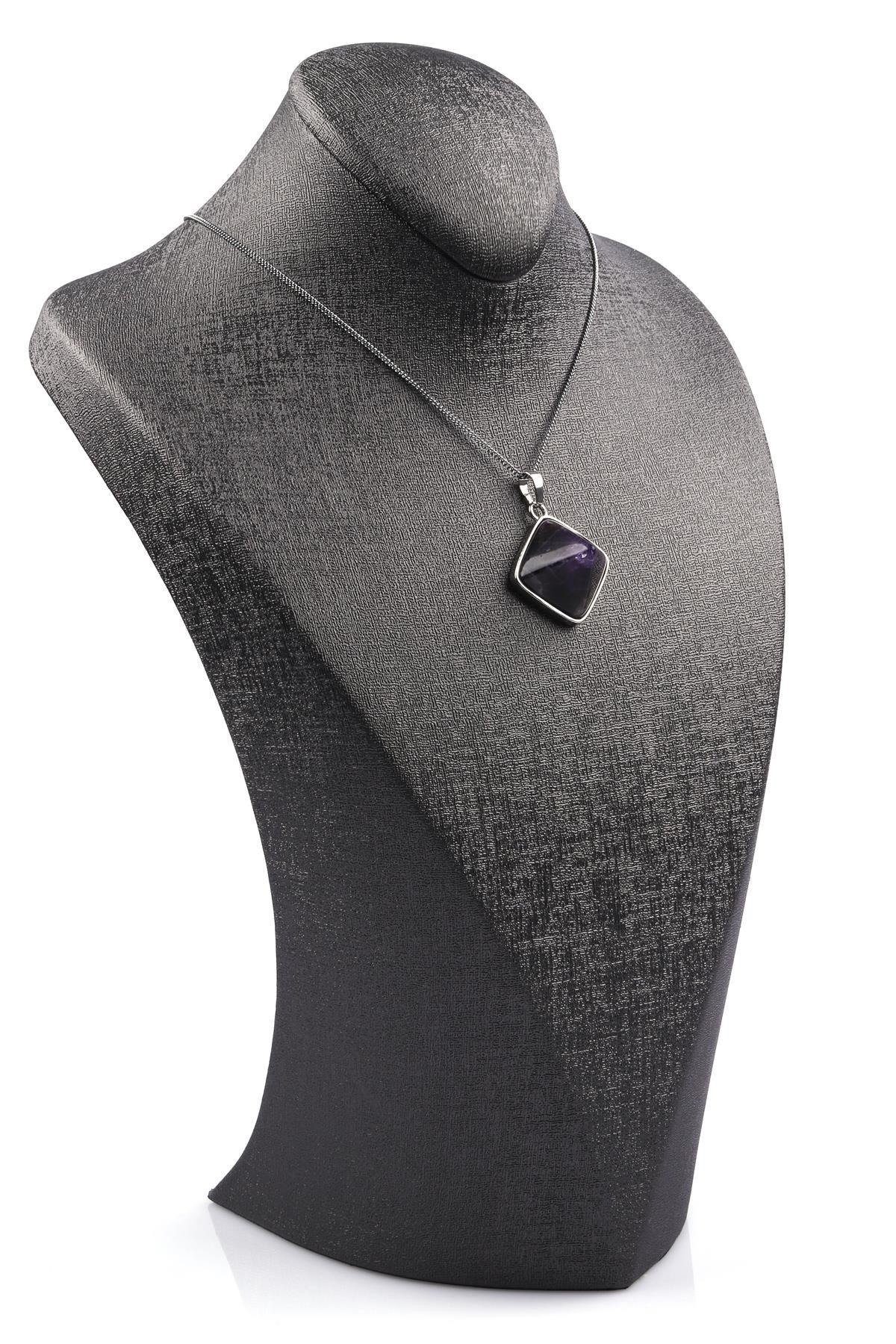 Ametist Doğal Taş Piramit Model Kolye