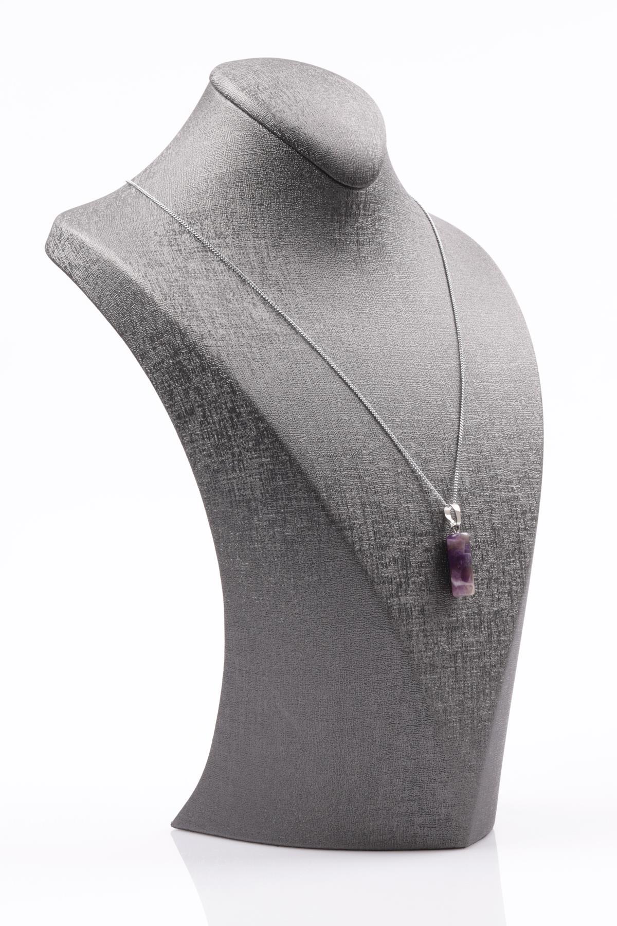 Ametist Doğal Taş Silindir Kesim Kolye