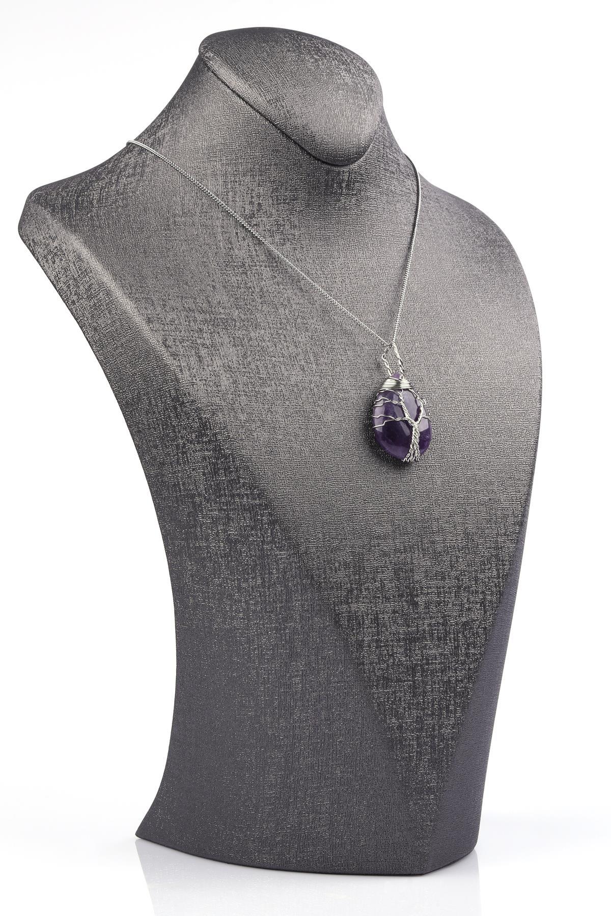 Ametist Doğal Taş Tel Sarmalı Kolye