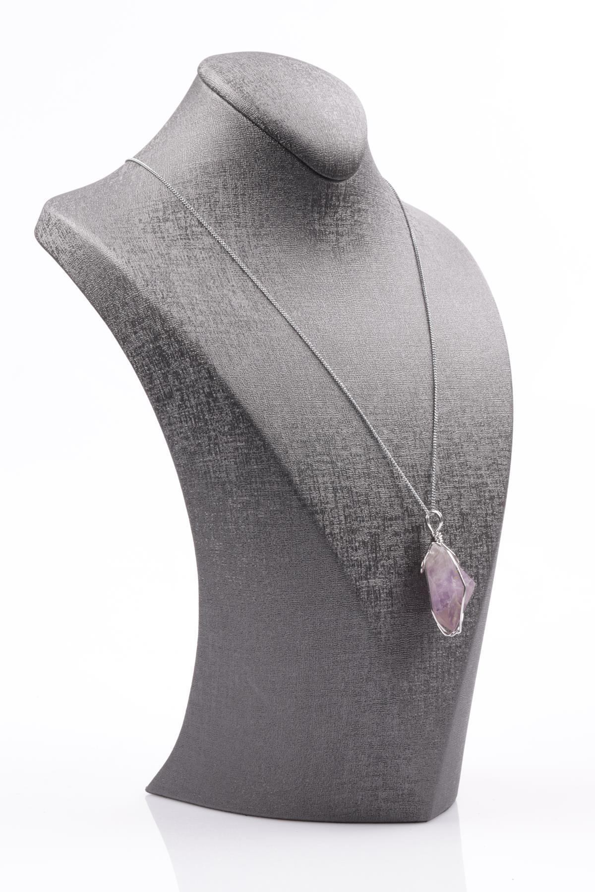 Ametist Doğal Taş Tel Sarmalı Kolye