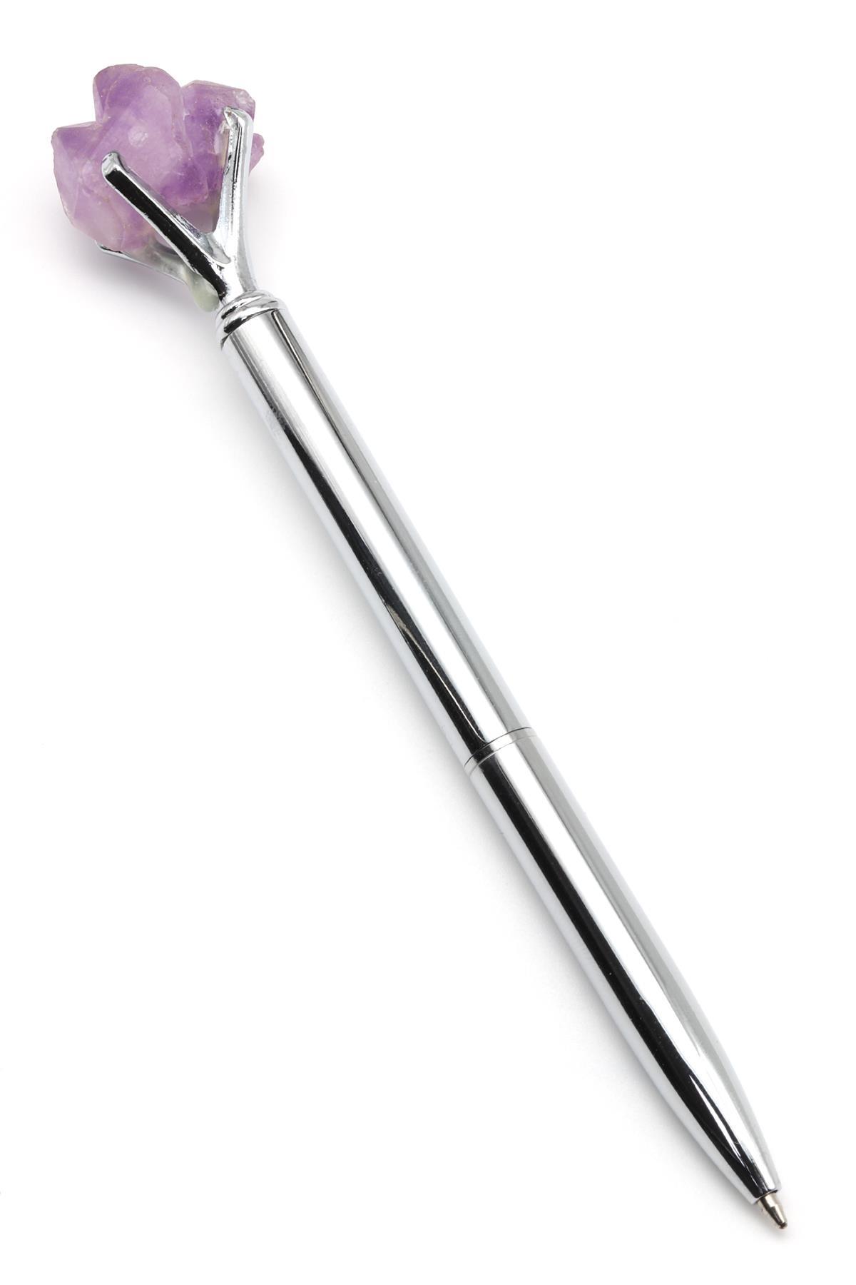 Ametist Doğal Taşlı Tükenmez Kalem