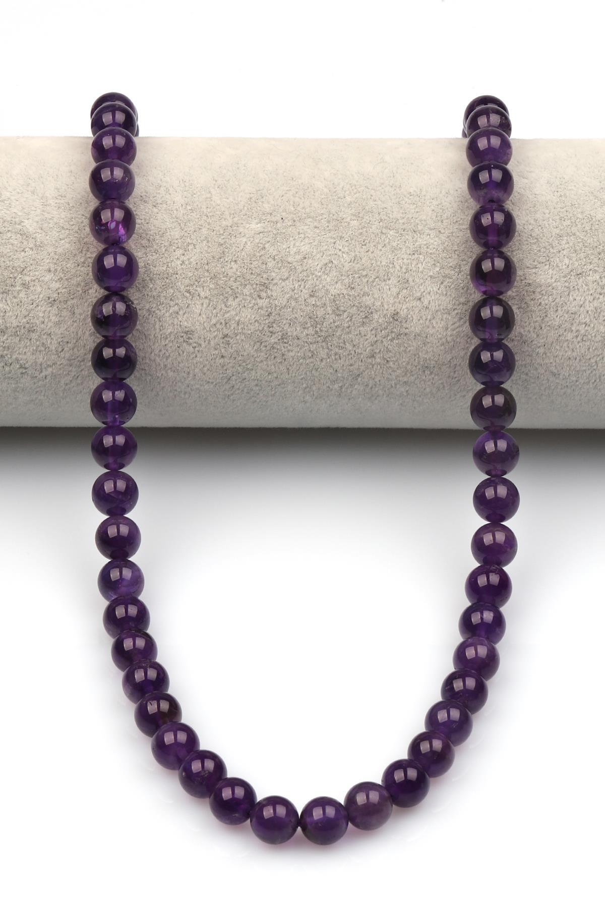 Ametist Doğaltaş Dizi 8 mm Küre Kesim