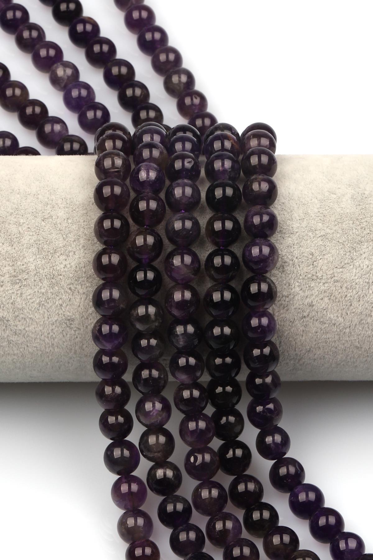 Ametist Doğaltaş Dizi 8 mm Küre Kesim