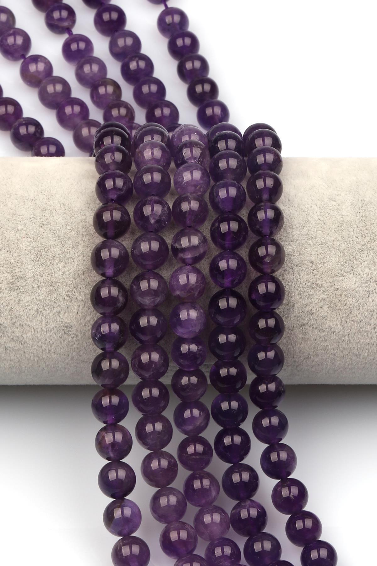 Ametist Doğaltaş Dizi 8 mm Küre Kesim