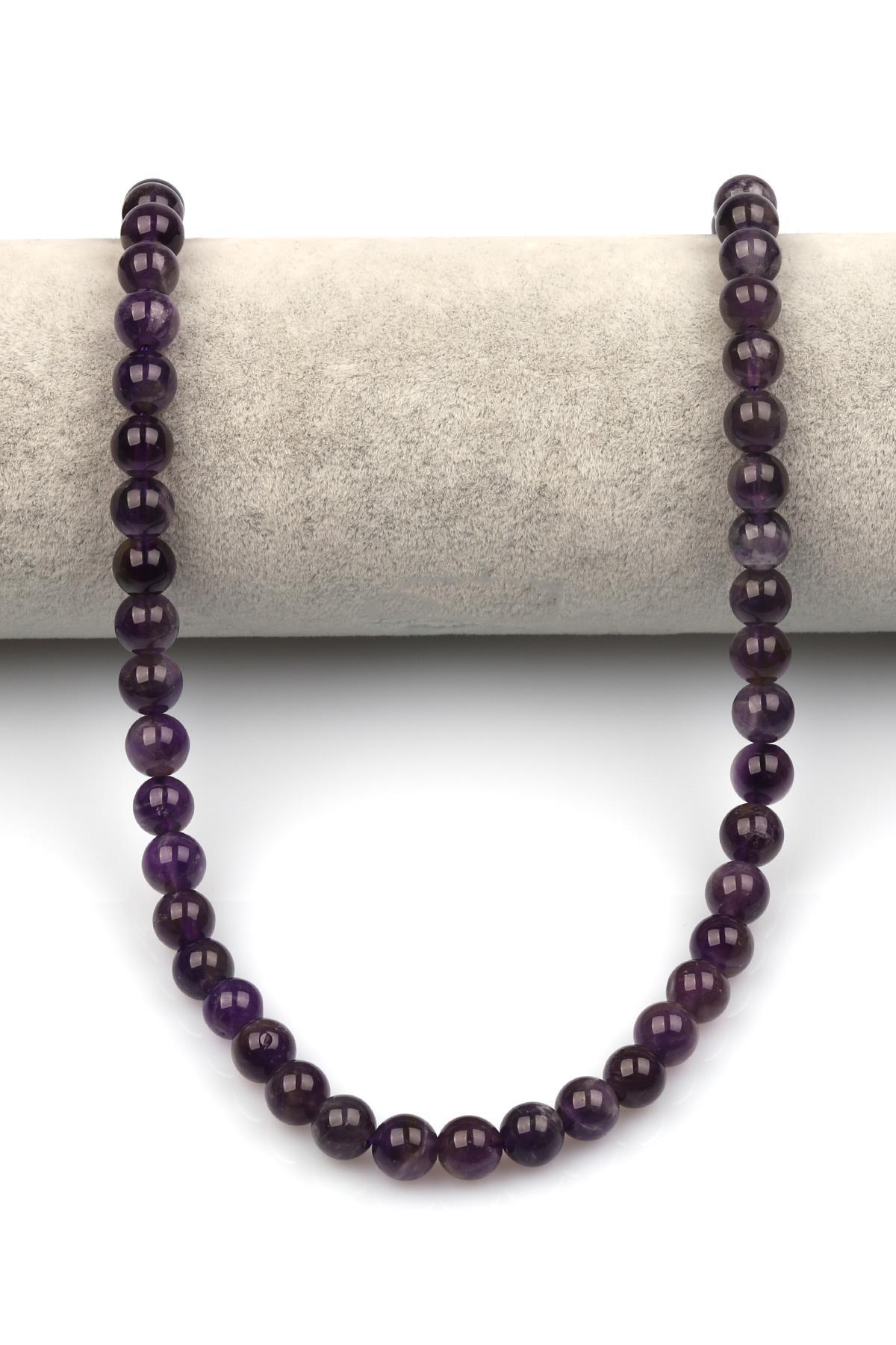 Ametist Doğaltaş Dizi 8 mm Küre Kesim