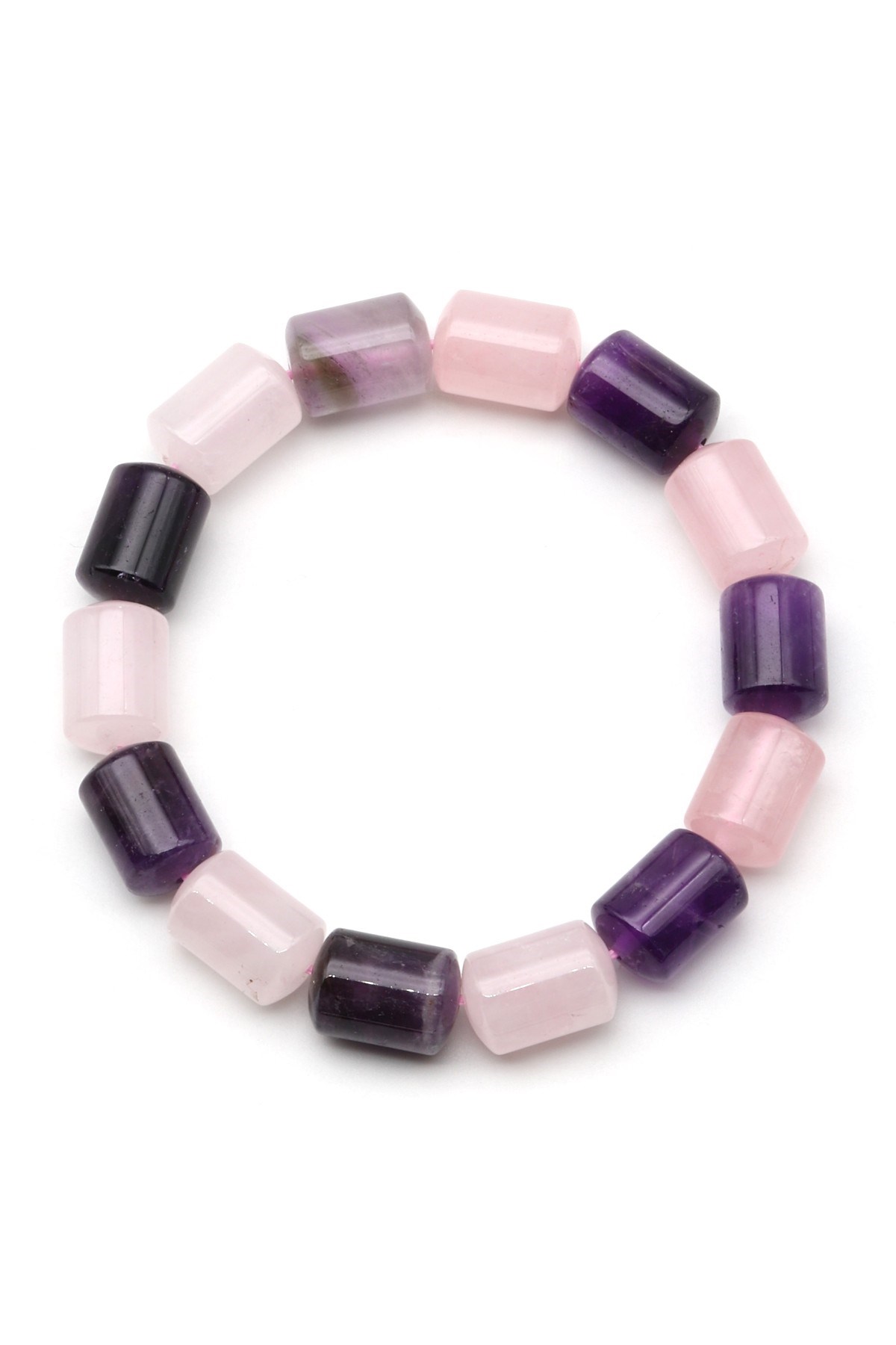 Ametist-Pembe Kuvars Doğal Taş Bileklik 10 x 14 mm Özel Kesim - BLK-2443