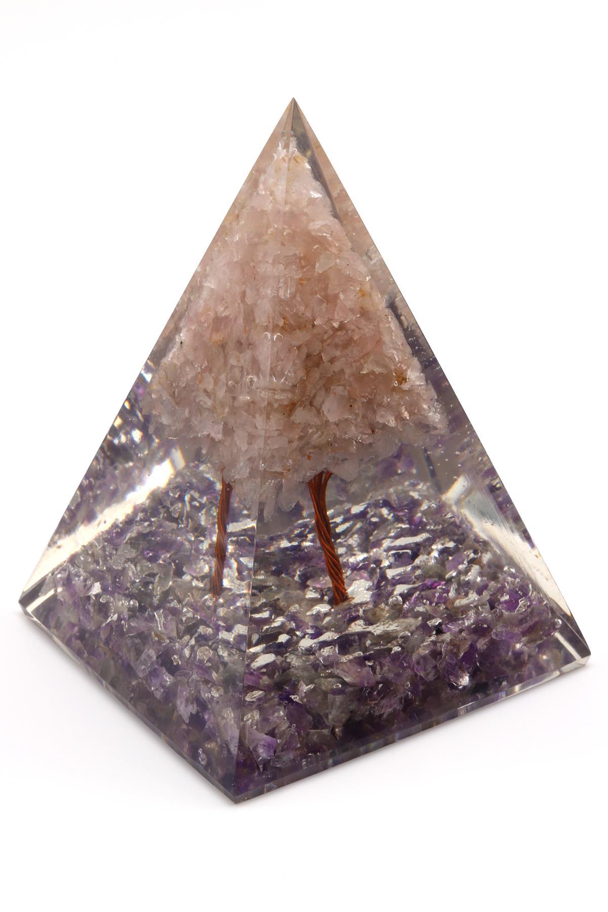 Ametist - Pembe Kuvars Taşından Orgonit Piramit