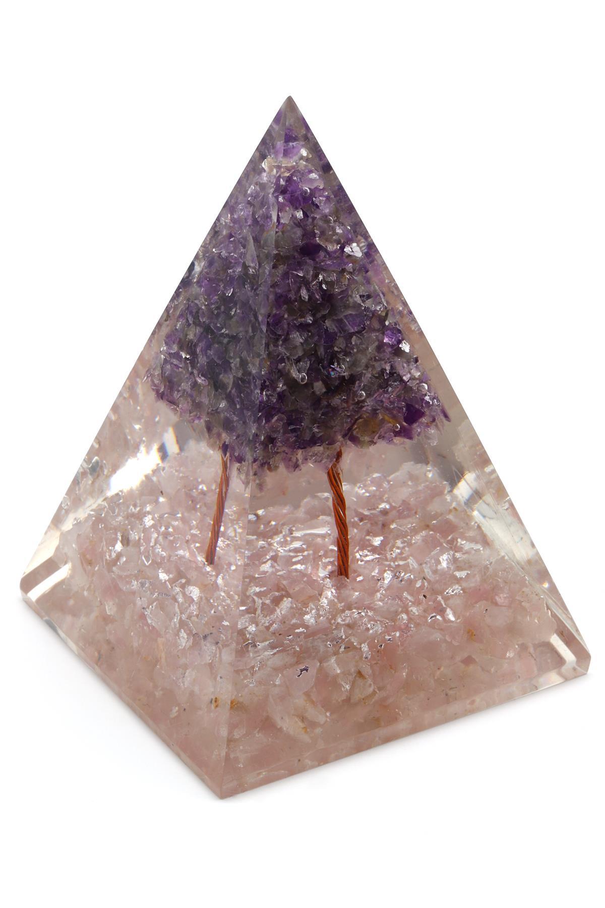 Ametist - Pembe Kuvars Taşından Orgonit Piramit