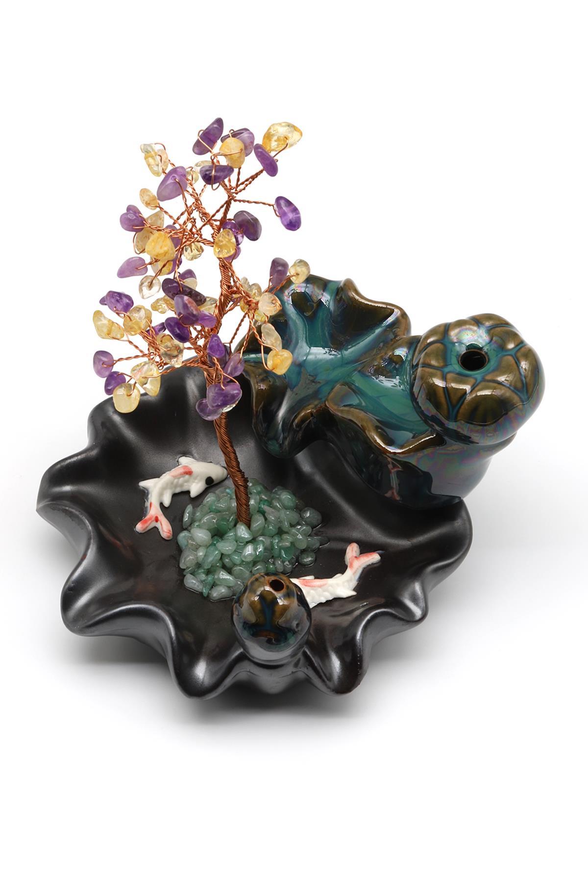 Ametist - Sitrin Doğal Taş Ağaçlı Tütsülük