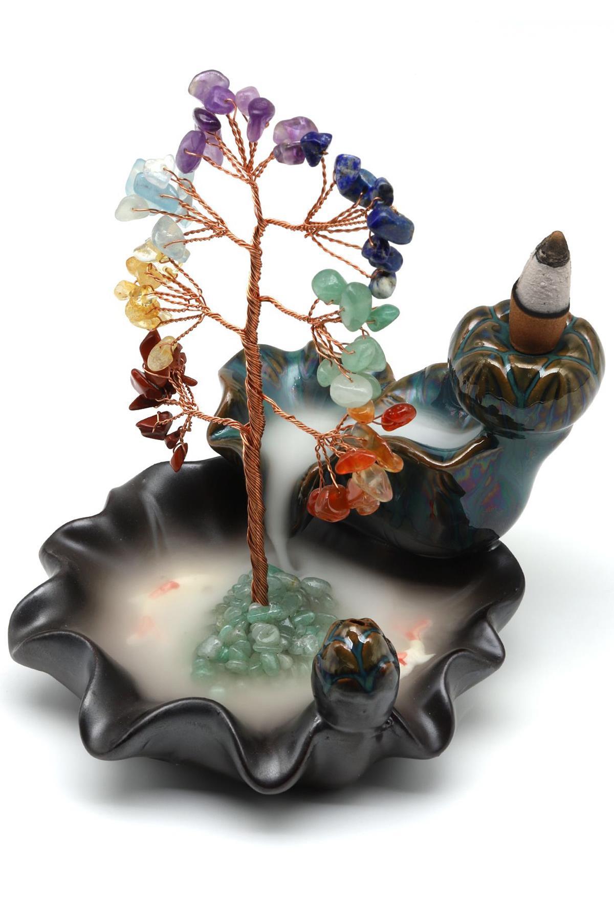 Ametist - Sitrin Doğal Taş Ağaçlı Tütsülük