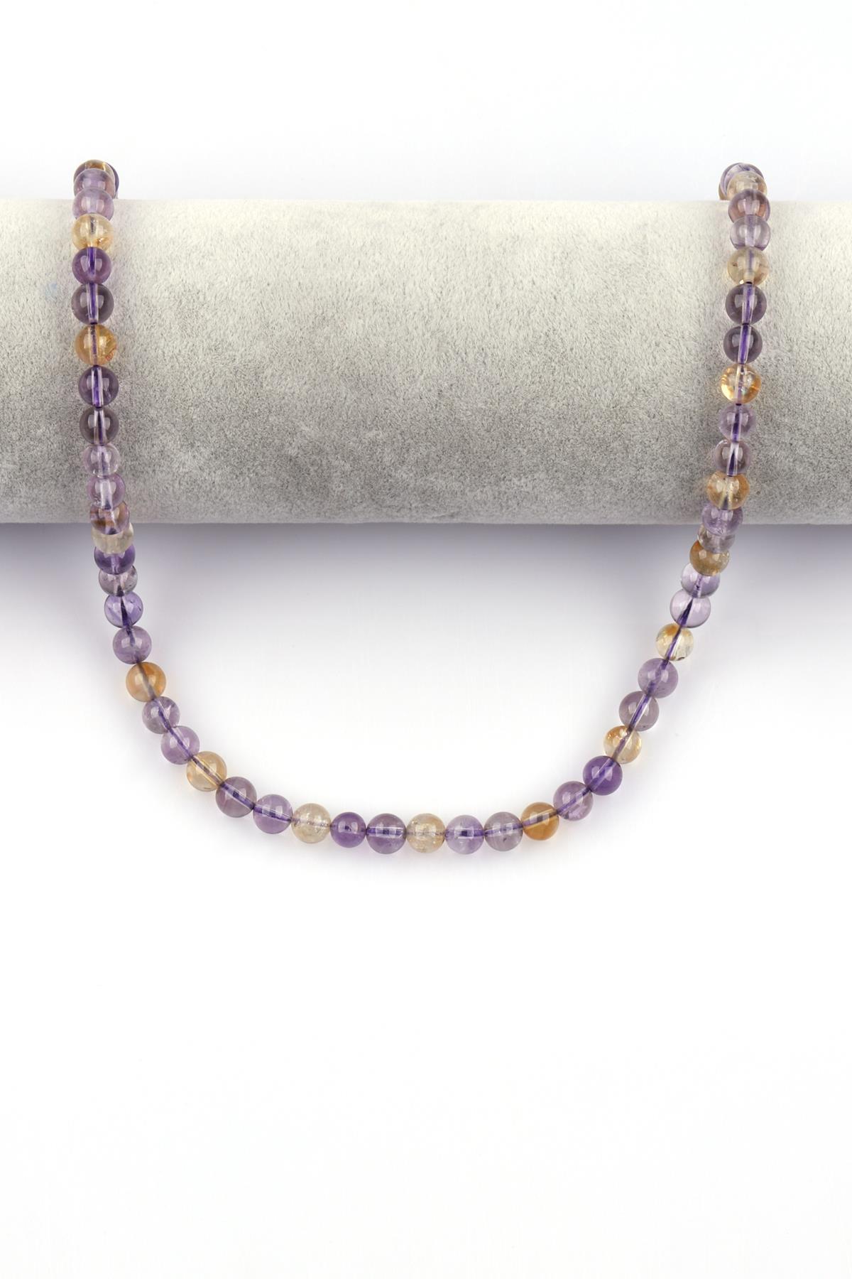 Ametist - Sitrin Doğal Taş Dizi 6 mm Küre Kesim