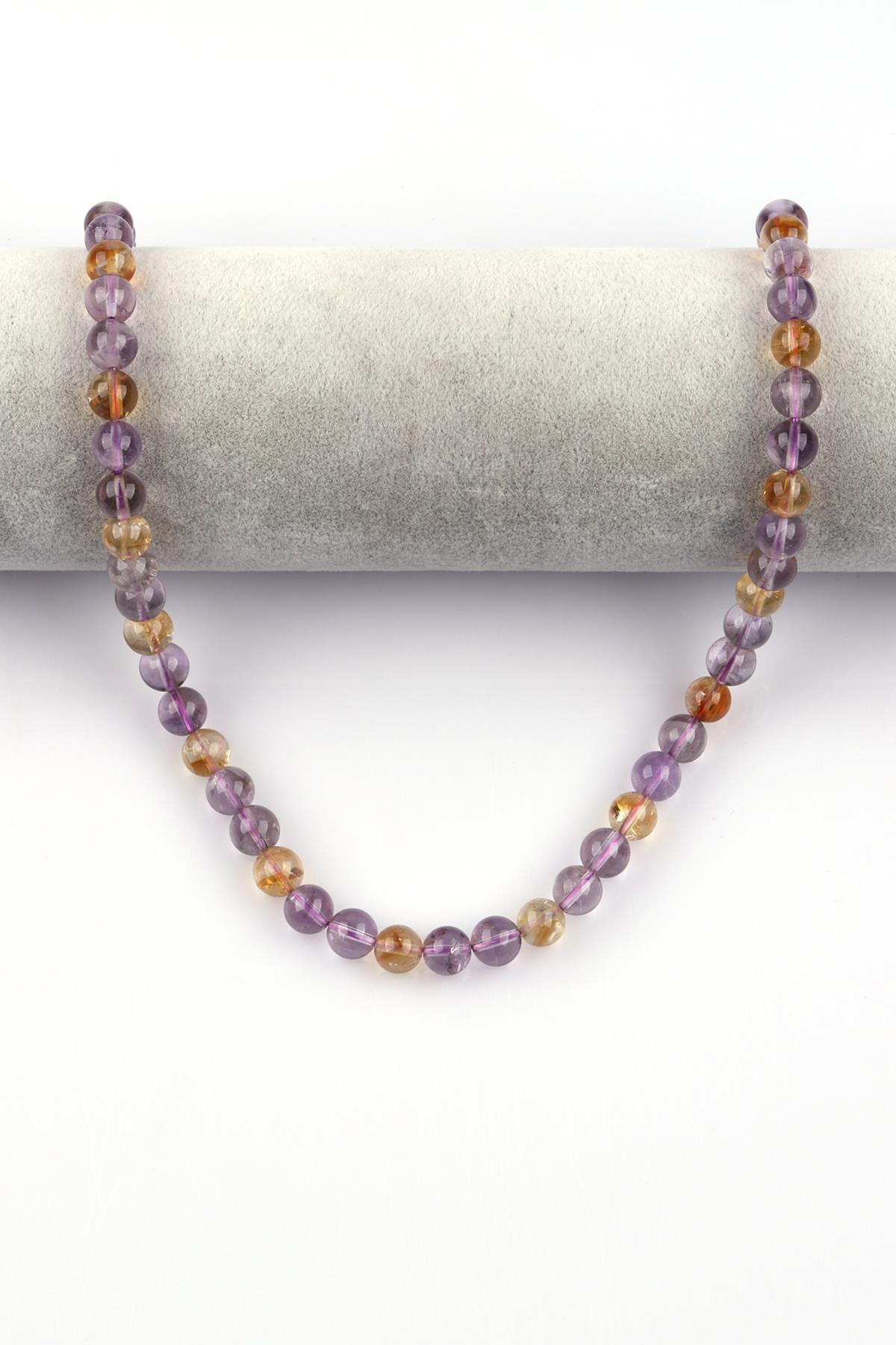 Ametist - Sitrin Doğal Taş Dizi 8 mm Küre Kesim