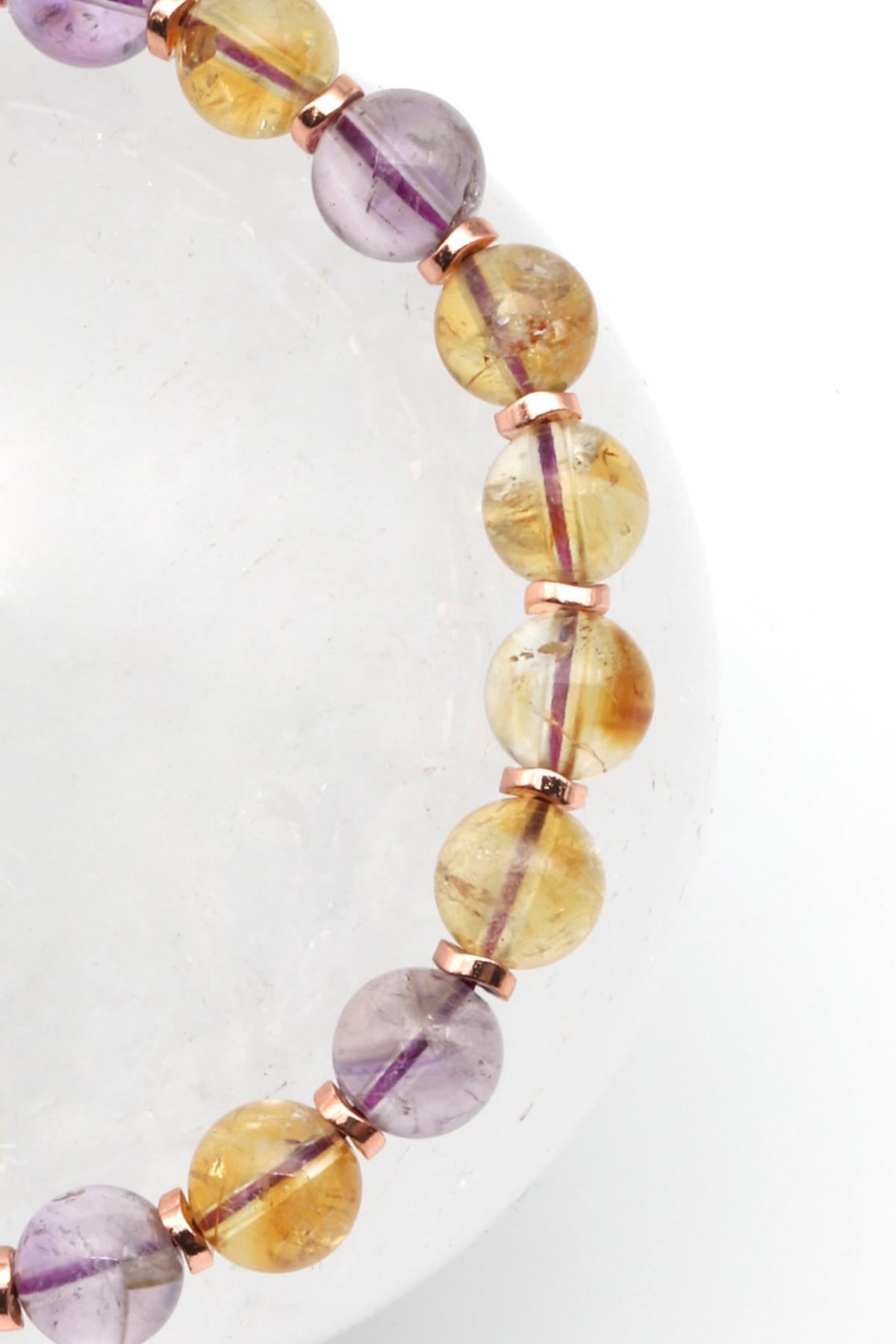 Ametist - Sitrin Doğal Taş Makrome Örme Bileklik